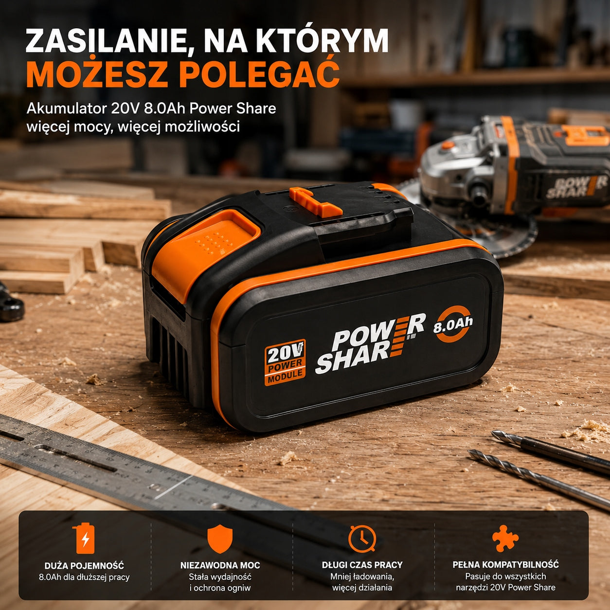 20V 8.0Ah battery replacement for WORX WA3572 WA3553 WX390 power tools Product weight with unit packaging 0.6 kg