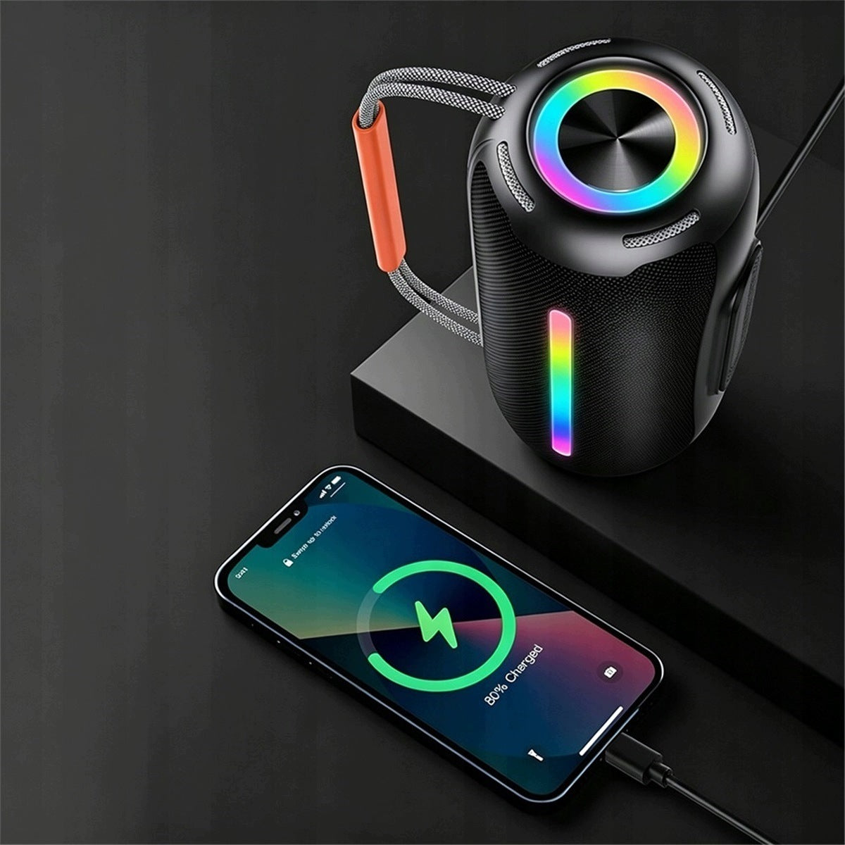 20W Bluetooth 5.4 Speaker with LED Backlight and Power Bank, Black Model other