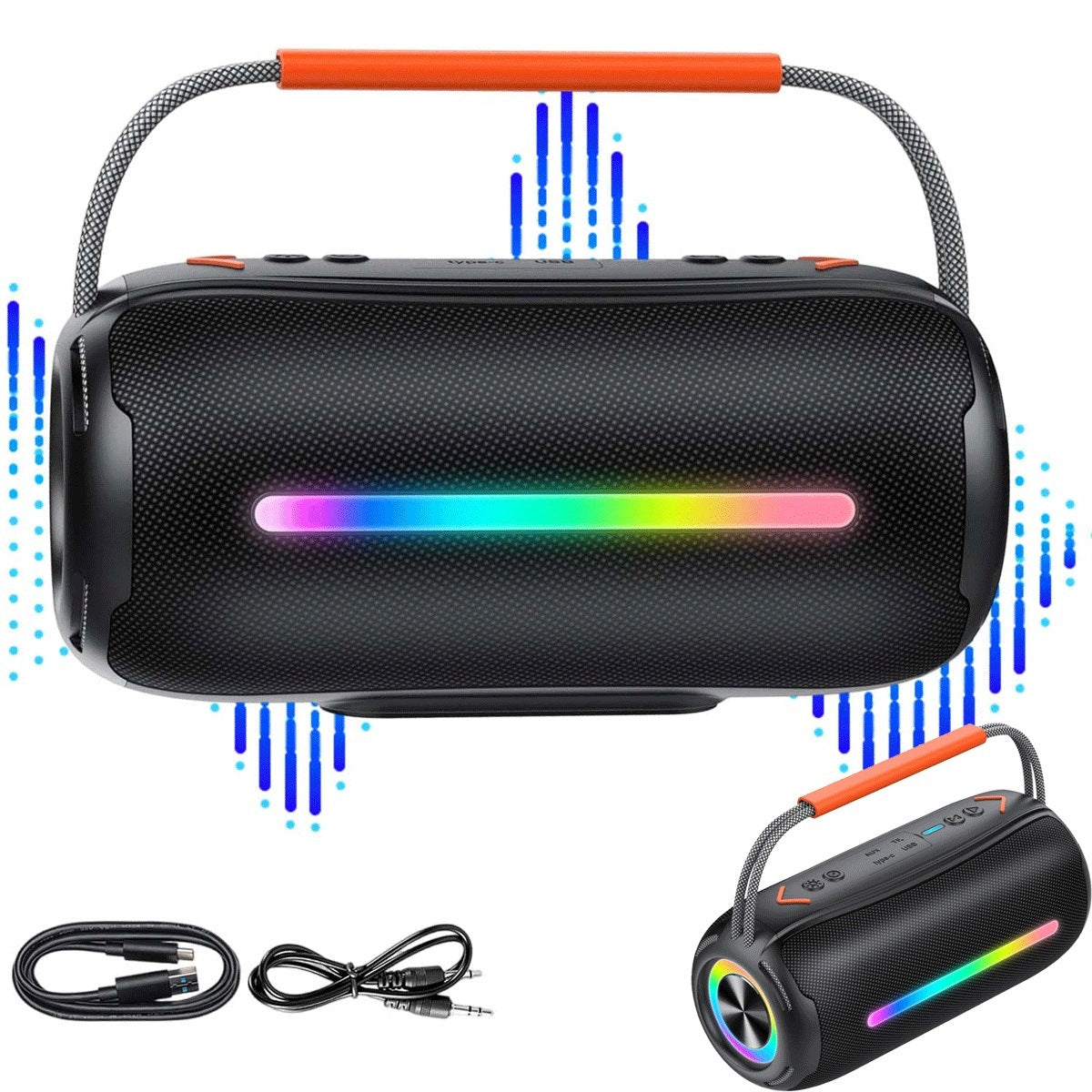 20W Bluetooth 5.4 Speaker with RGB Rhythm Backlight, Black