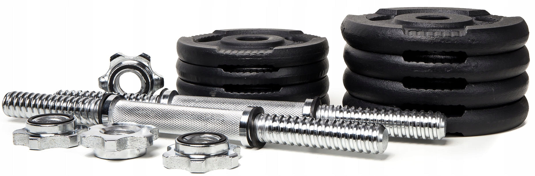 20kg Cast Iron Dumbbells Adjustable Set 2x10kg Griffin Load Abarqs Packaging status original
