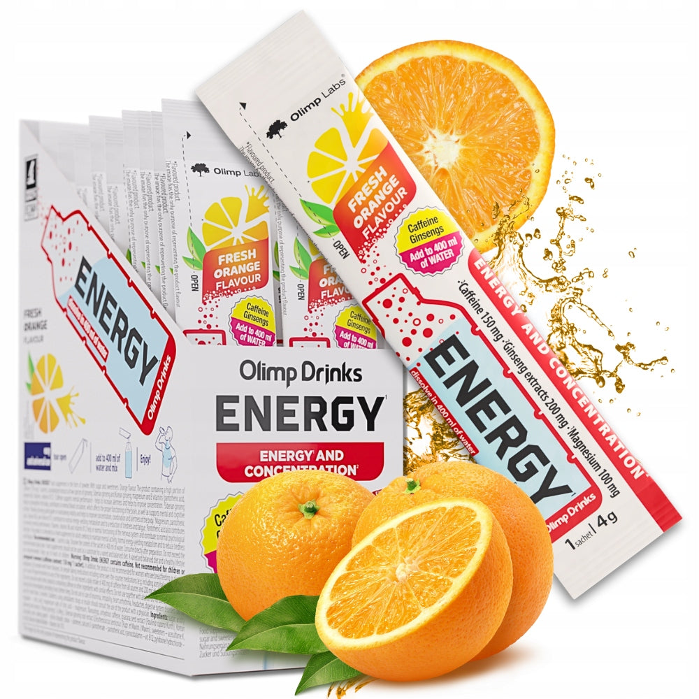 20x Olimp Drinks for life ENERGY 4g CONCENTRATION taste ORANGE