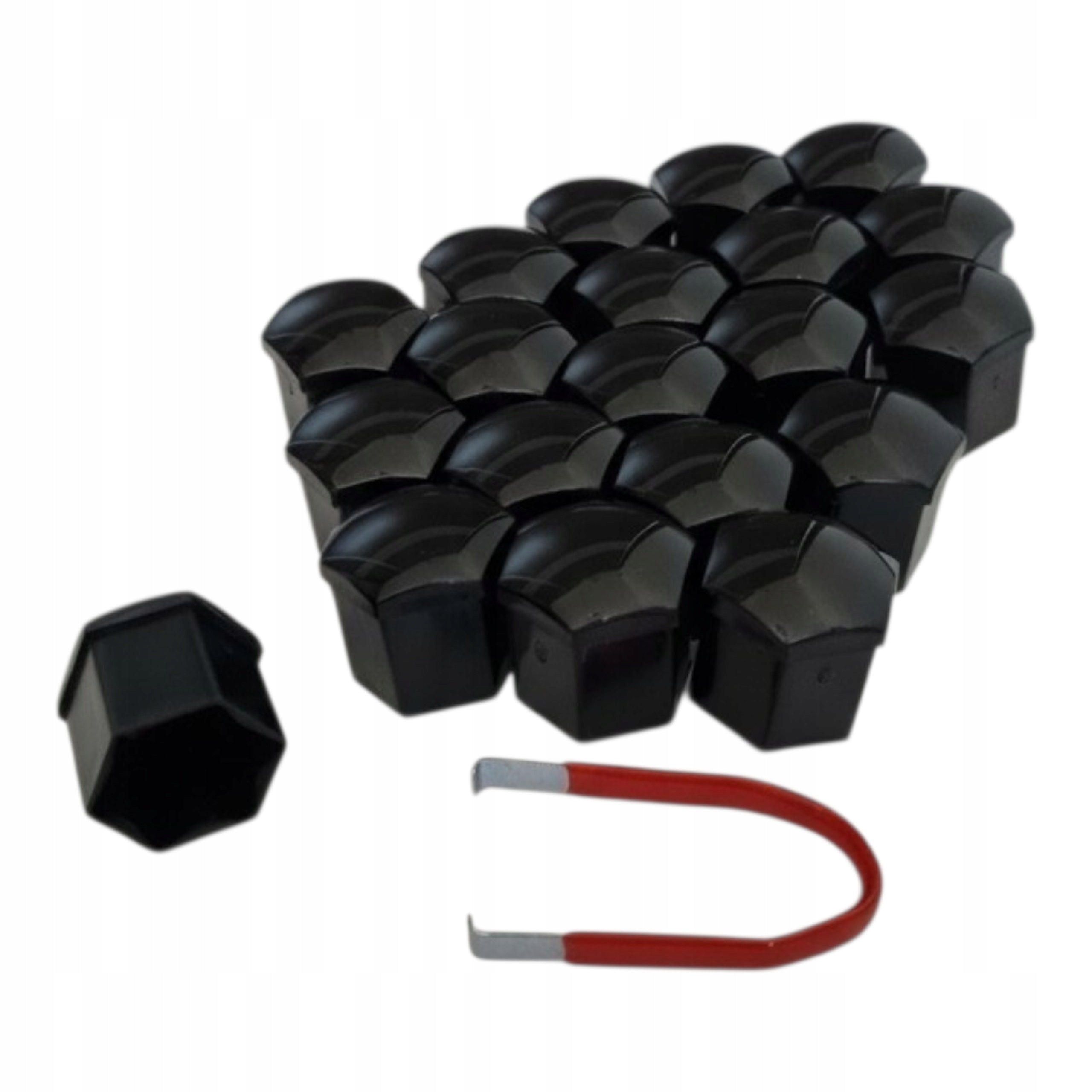 20x SCREW CAPS RIM COVERS 17 MM BLACK PULLER SET Brand DBautomotive