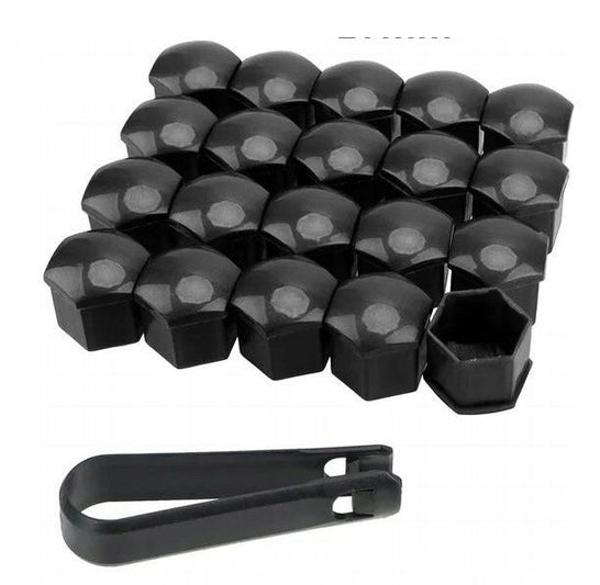 20x SCREW CAPS RIM COVERS 17 MM BLACK PULLER SET Manufacturer code DBA-D8M91
