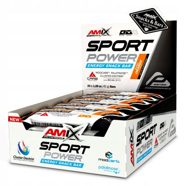 20x Sport Power Energy Snack Bar With Caffein 45g blood orange