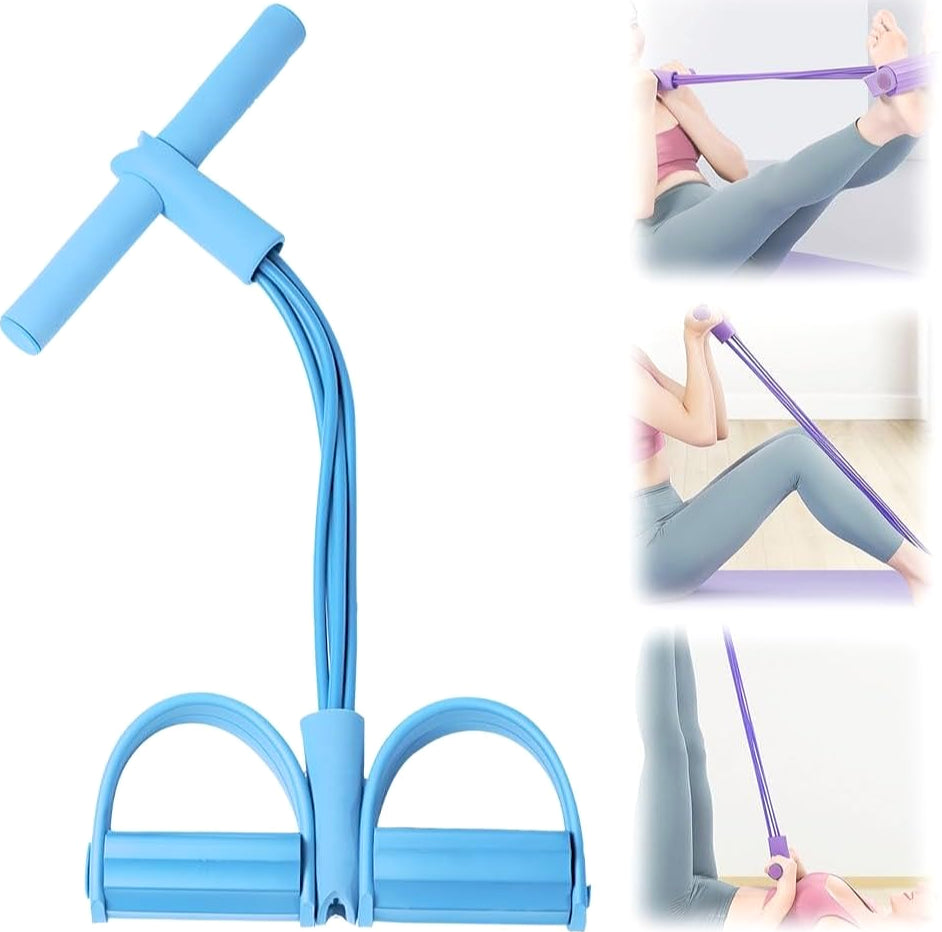21 Fitness Resistance Bands-4 Tube Pedal Ankle Puller Bands for Leg Blue