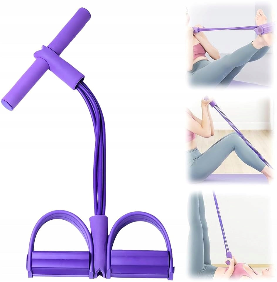 21 Fitness Resistance Bands-4 Tube Pedal Ankle Puller Bands for Leg Purple