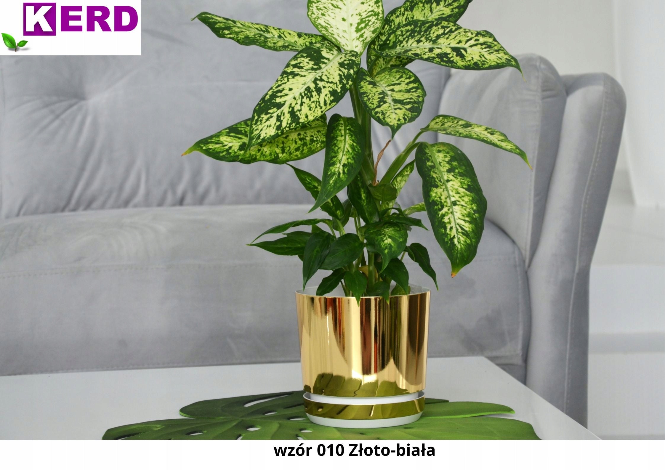 21 Ø GOLD WHITE pot with stand high gloss style modern glamour EAN (GTIN) 5906667000115