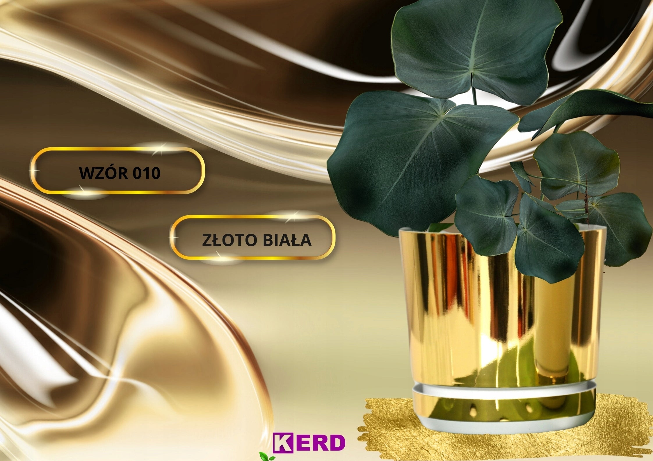 21 Ø GOLD WHITE pot with stand high gloss style modern glamour Manufacturer code DEKOR 21/010