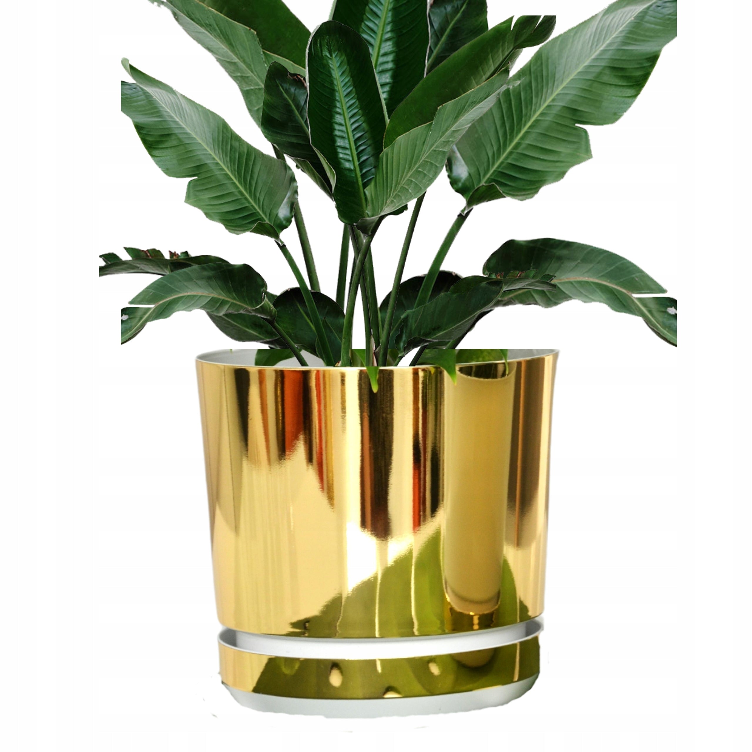 21 Ø GOLD WHITE pot with stand high gloss style modern glamour