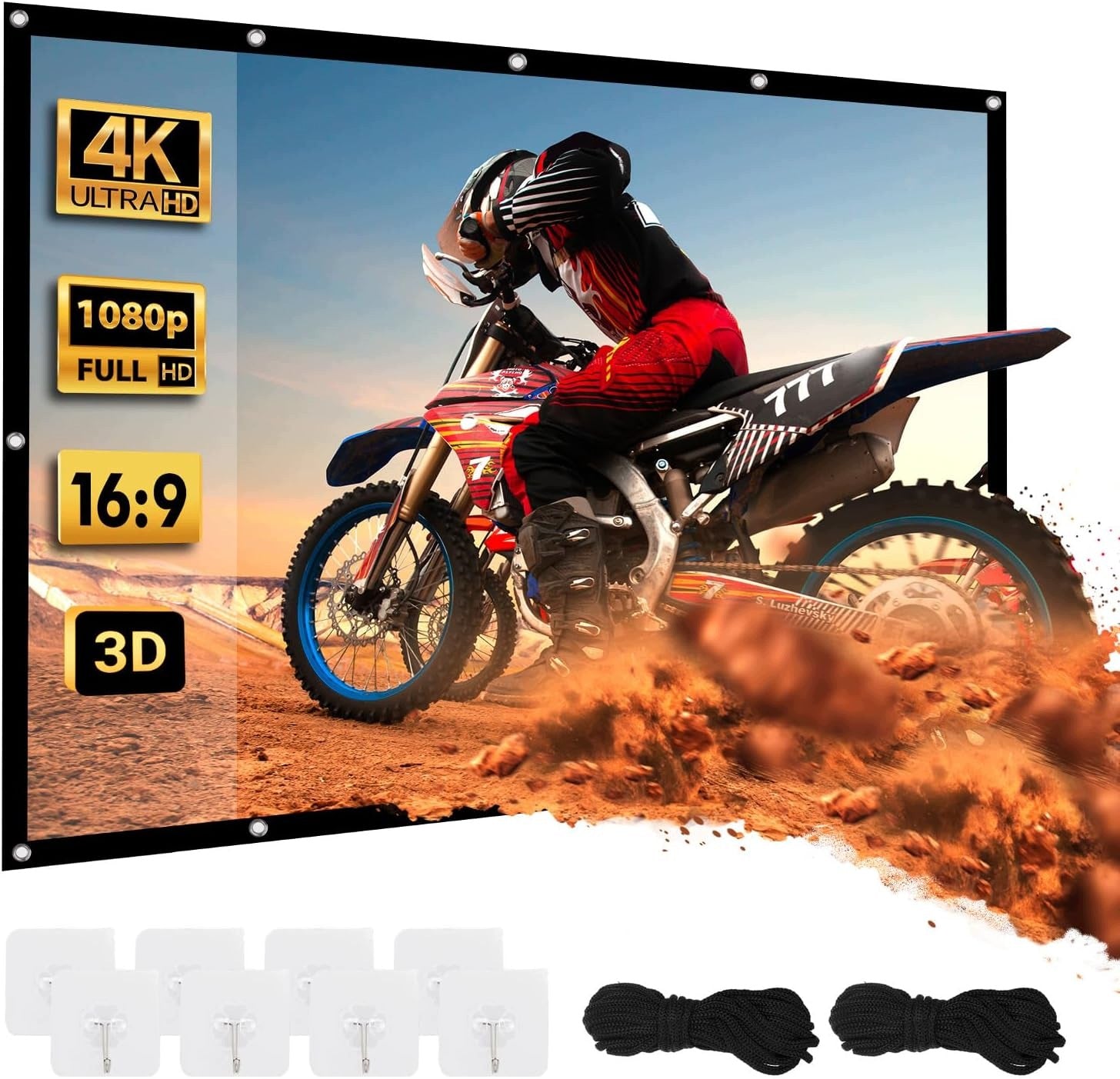 213CM 16:9 PROJECTION SCREEN PORTABLE FOLDING HOME THEATER Model Maclean ekran projekcyjny, 213.4 cm, 177x99cm, 25m