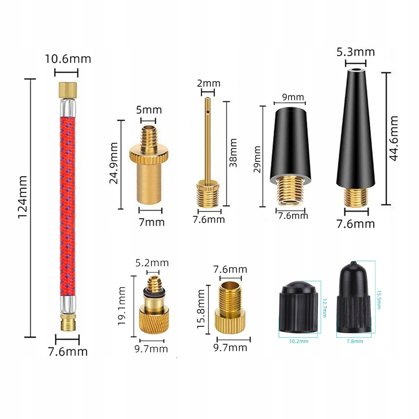 21pcs Bicycle Tire Valve Adapter Set for Pumping Manufacturer code Adaptery do pompki zawory do pompowania opon