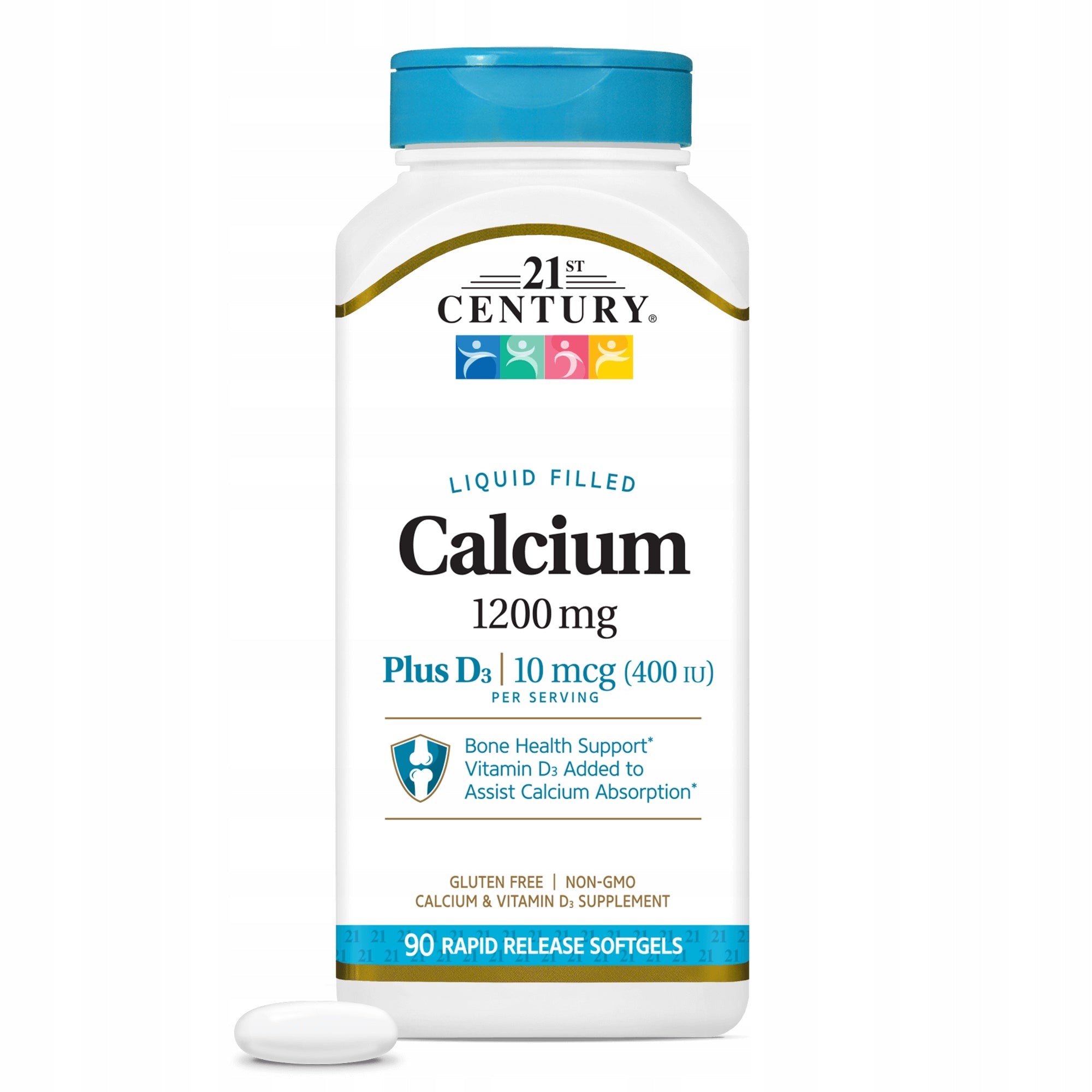 21st Century Calcium 1200mg + D3 Liquid - Calcium + Vitamin D3 90 jellies