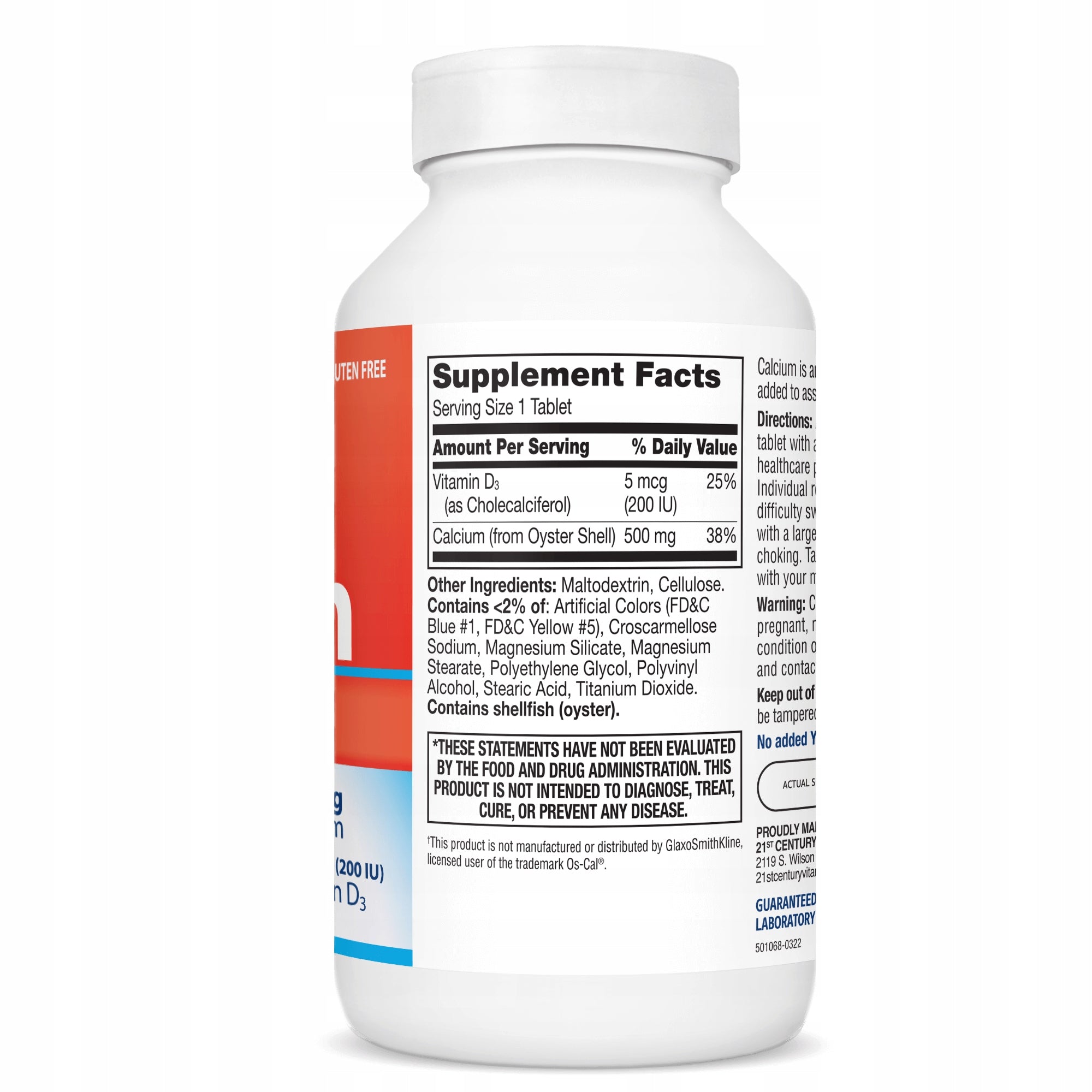 21st Century Calcium 500 + D3 - Calcium + D3 90 tablets Brand 21st Century