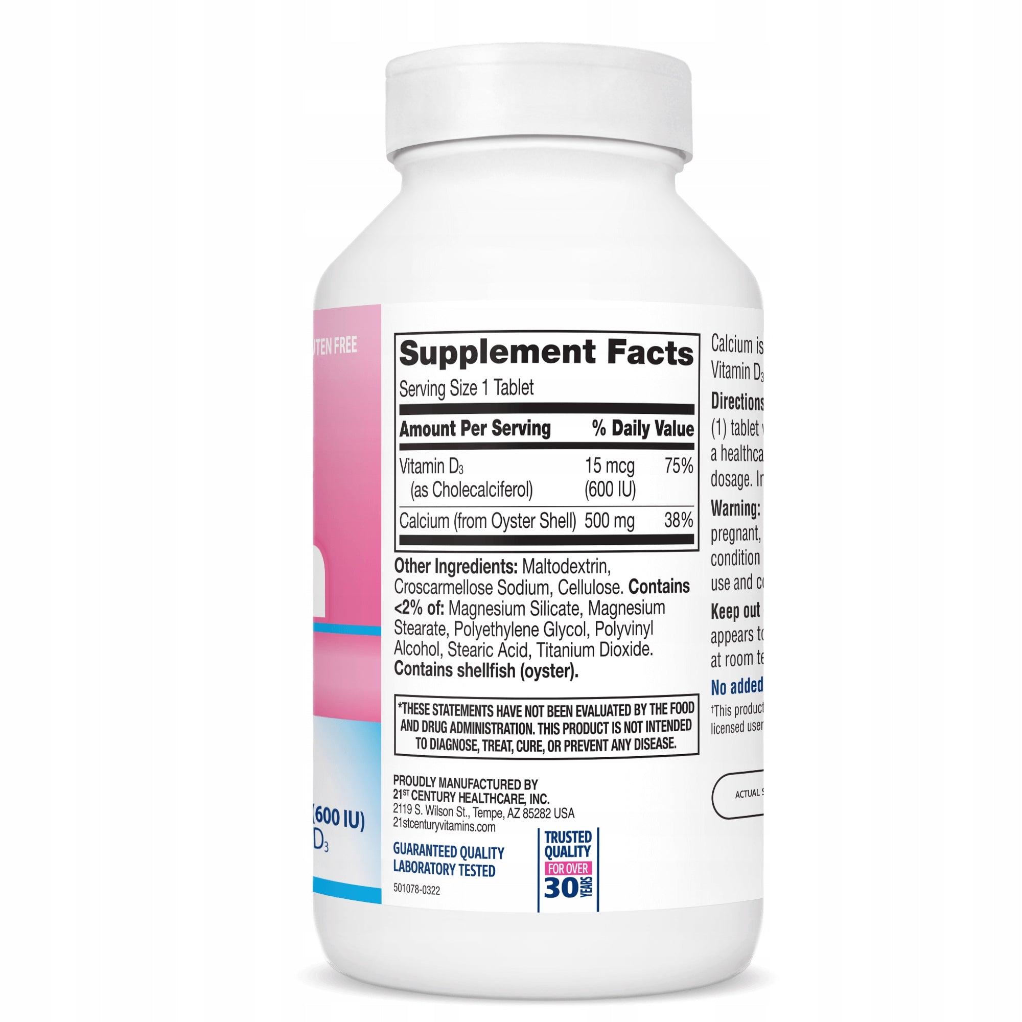 21st Century Calcium 500 + Extra D3 - Calcium + D3 90 tablets Brand 21st Century