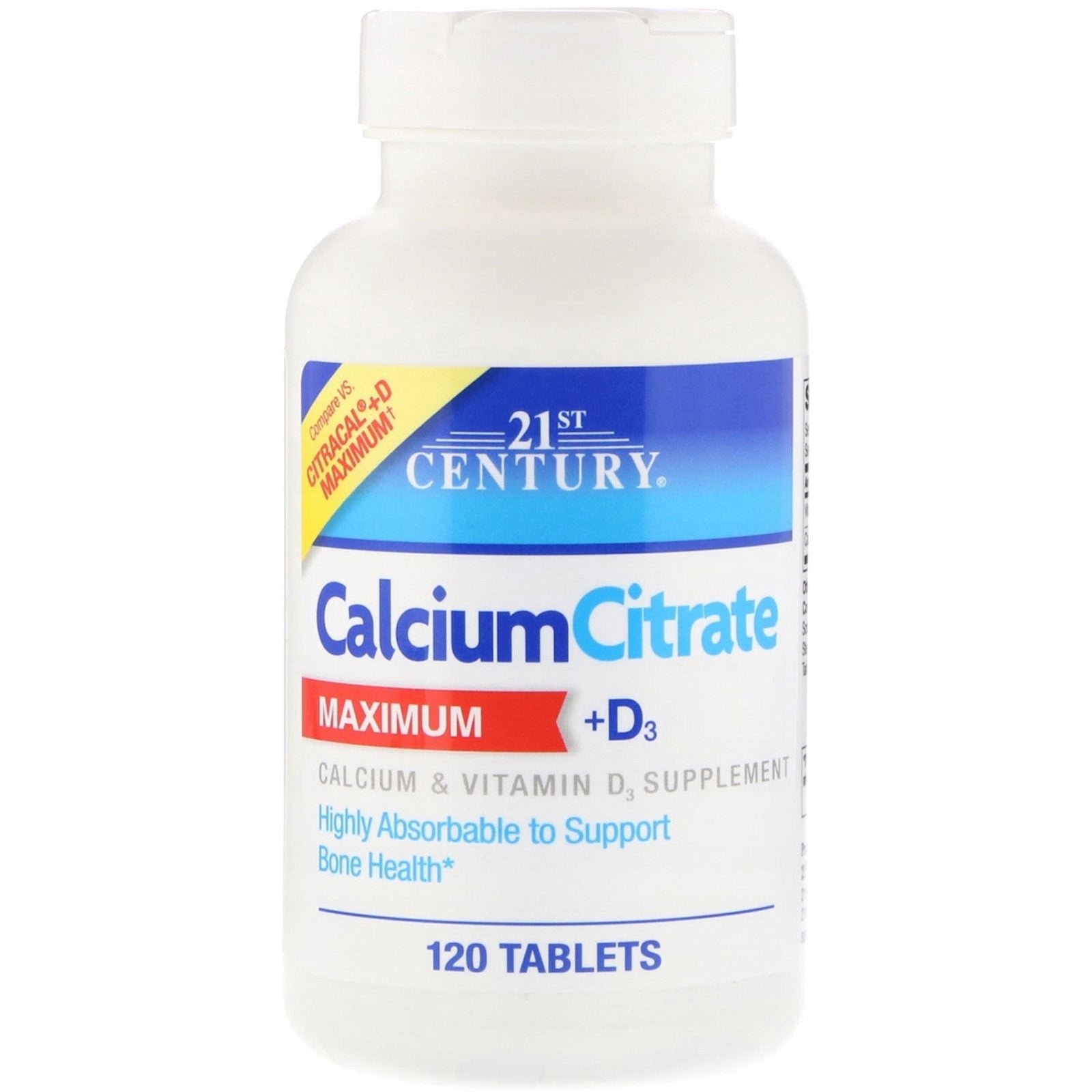 21st Century, Maximum Calcium Citrate + D3, 120 Tablets Expiration date at least 1 year from the date of purchase