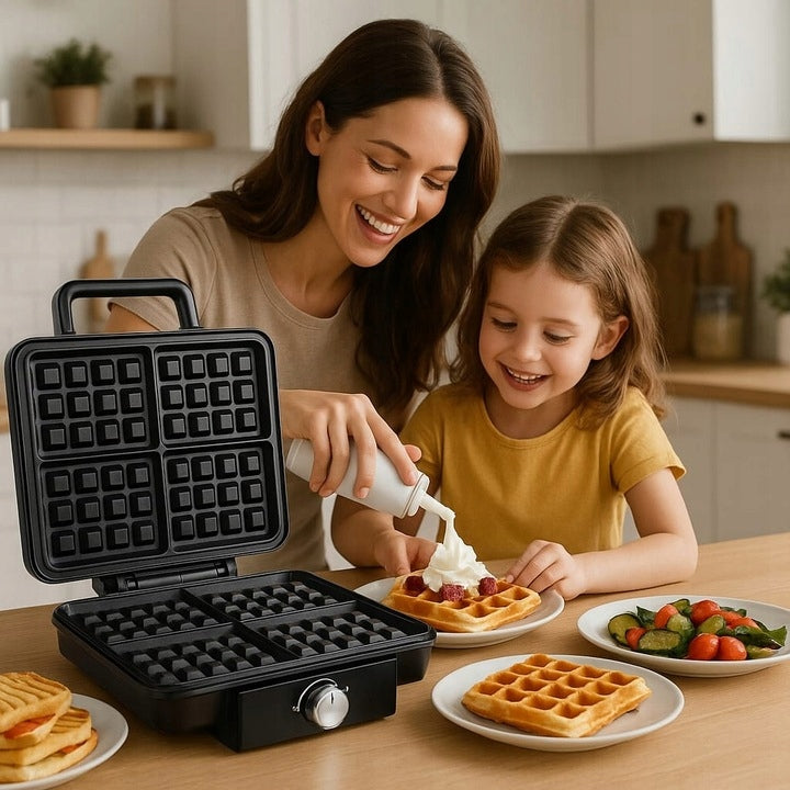 2200W 4 WAFFLE MAKER AT THE SAME TIME STRONG FAST RELIABLE ADJUSTMENT Power rating 2200 W