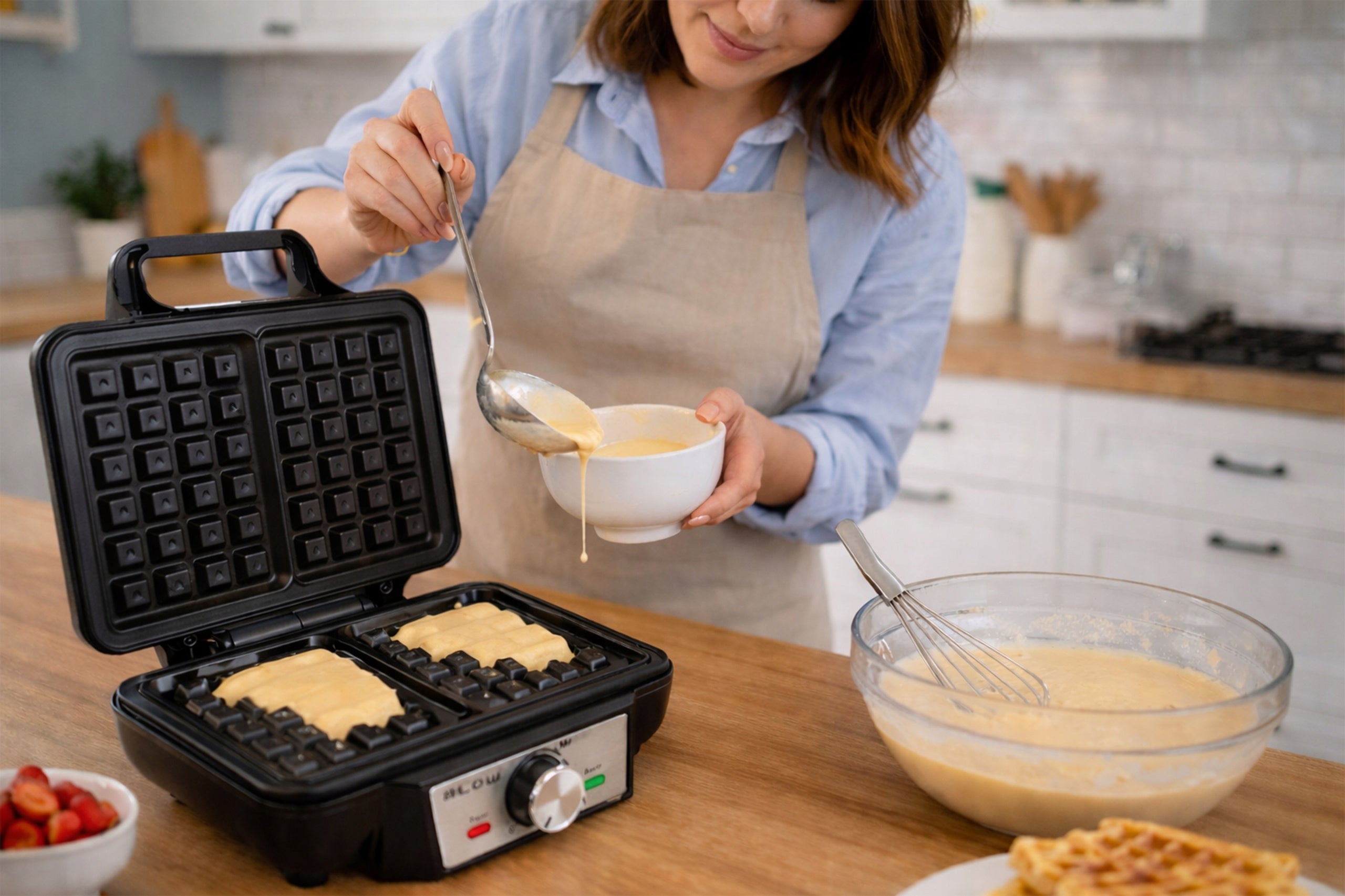 2200W ELECTRIC WAFFLE MAKER WITH TEMPERATURE CONTROL 2 LARGE CRISPY WAFFLES Dominant color silver/gray