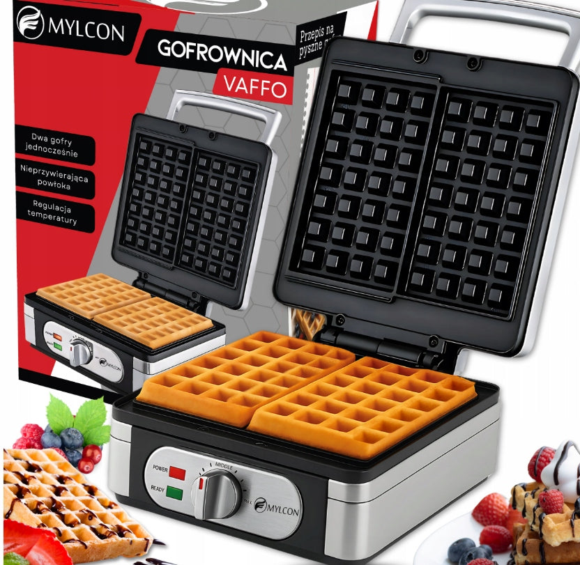 2200W Nonstick Waffle Maker 2 Large Waffles 3 Frying Levels