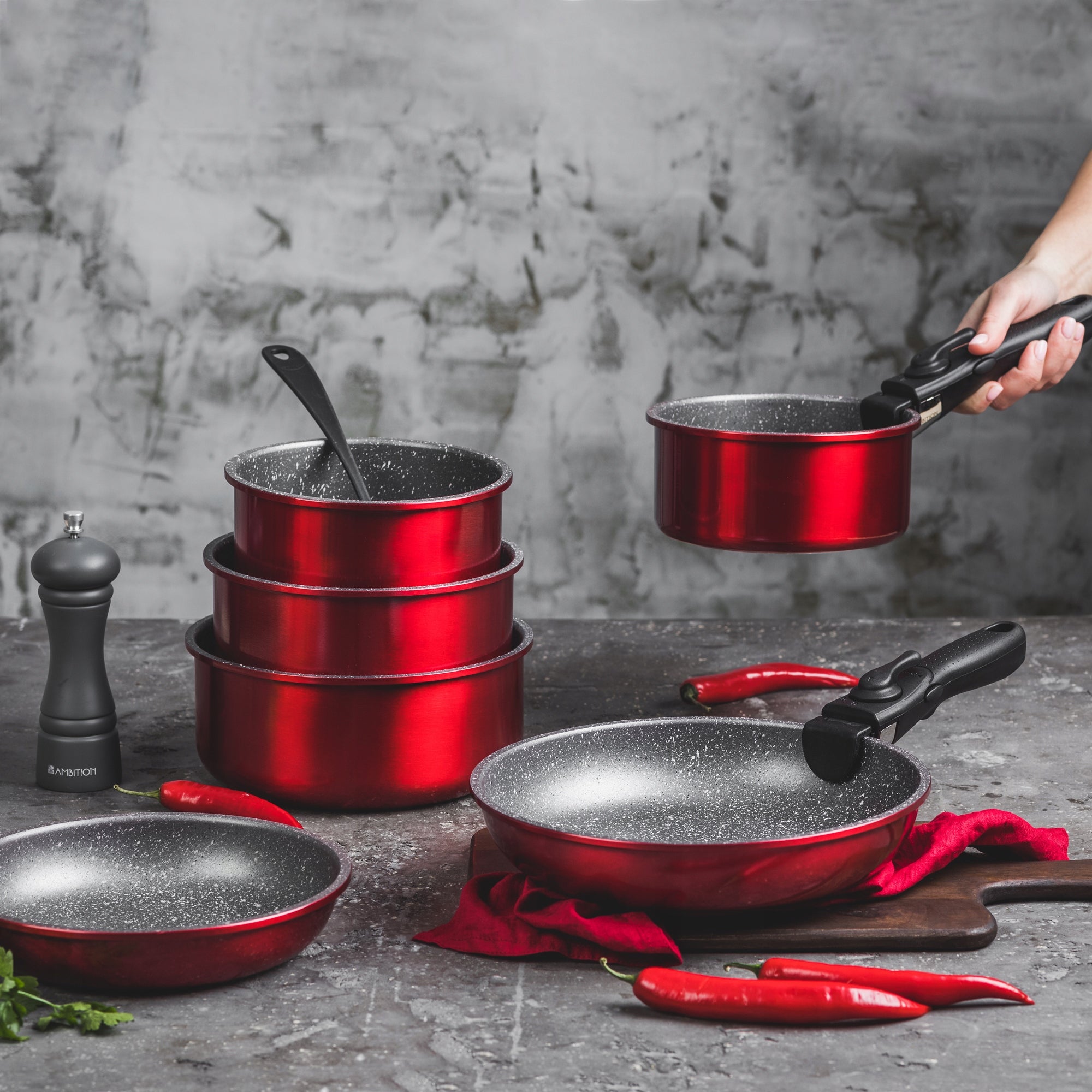 22206 PAN AND POT SET 4 JASPER AMBITION Brand Ambition