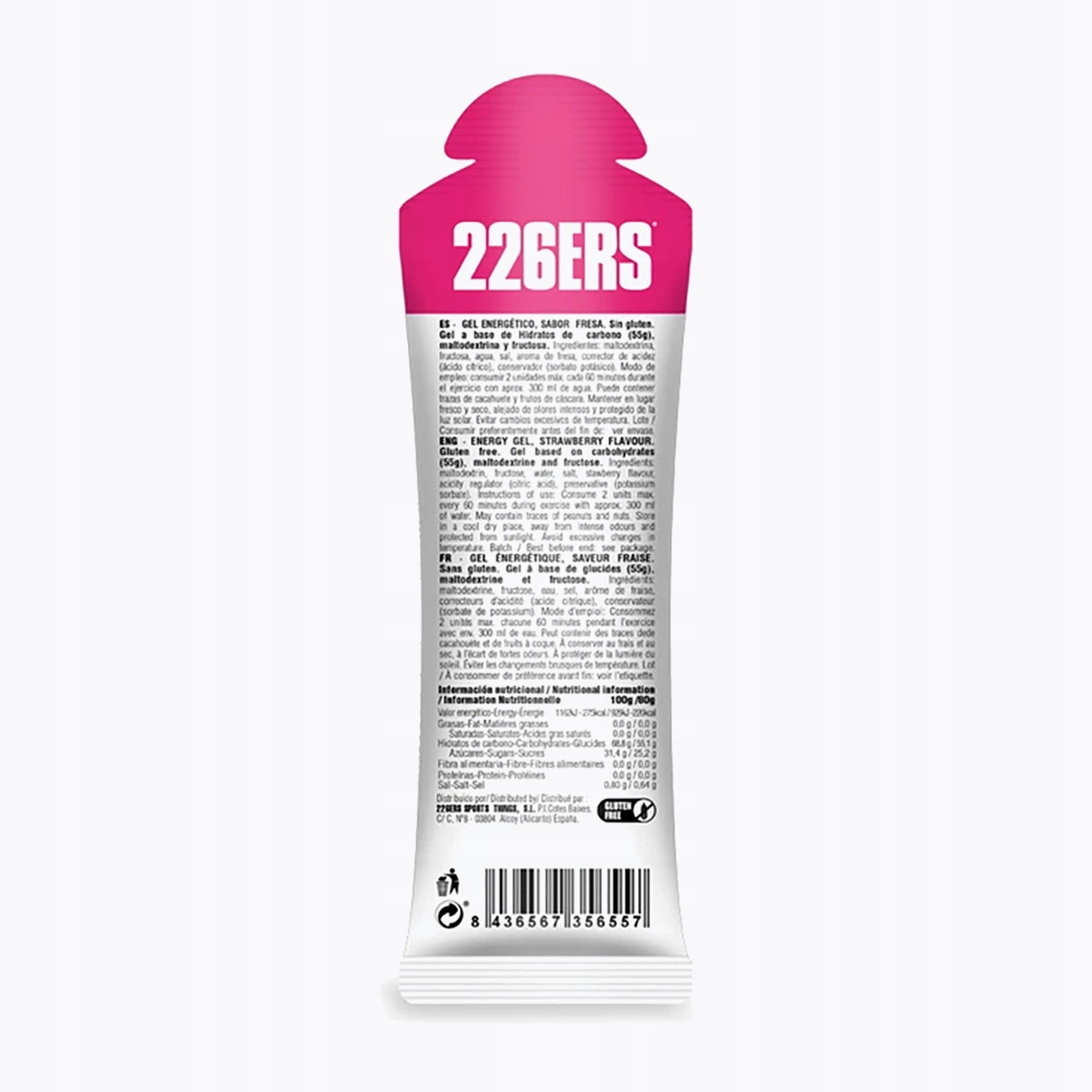 226ERS High Fructose Gel energy gel (strawberry) - 80g Expiration date at least 3 months from the date of purchase