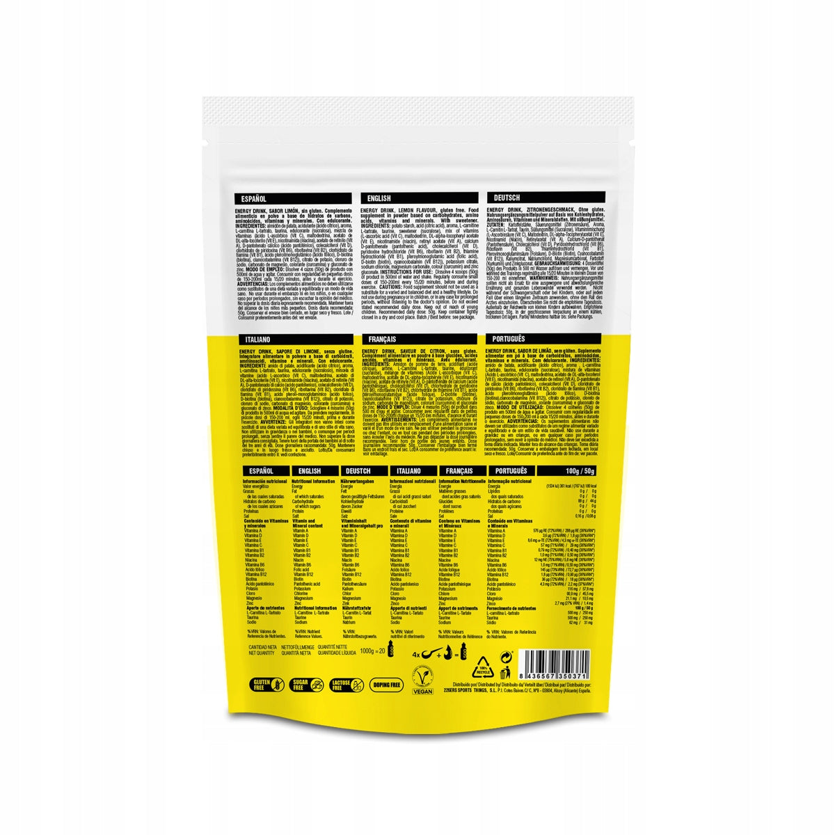 #226ers ENERGY DRINK LEMON powder 0,5kg. Expiration date at least six months from the date of purchase