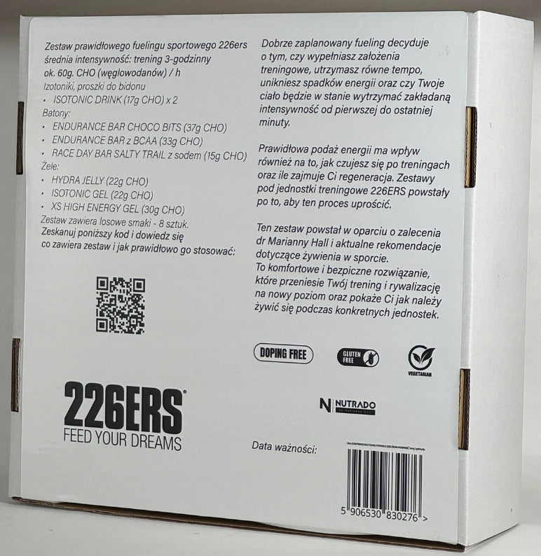 226ers Fueling set for training, average intensity, 3 hours Expiration date at least 3 months from the date of purchase