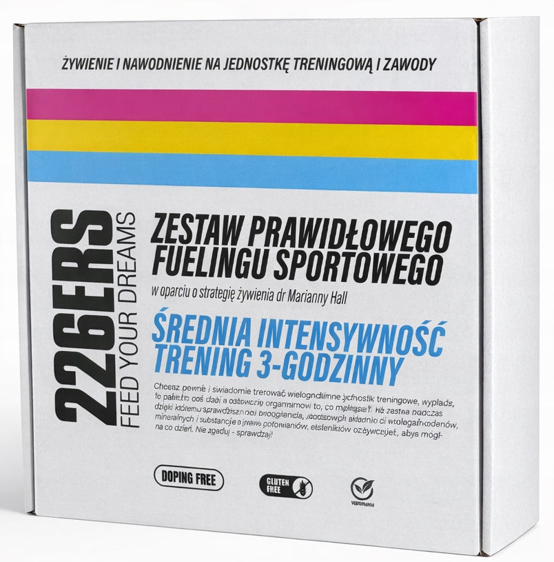 226ers Fueling set for training, average intensity, 3 hours