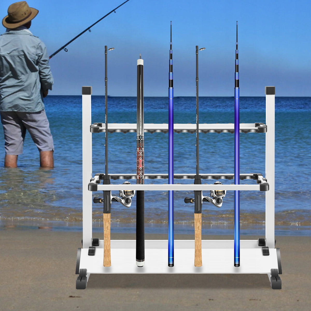 24 RODS FISHING ROD STAND, FISHING ROD HOLDER FREESTANDING Manufacturer code BUY-267