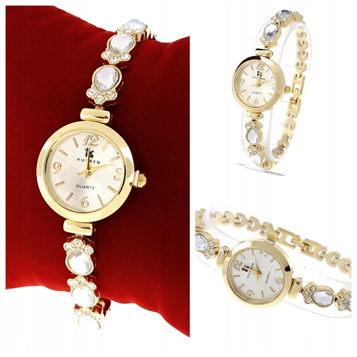 2433 Exclusive women's gold watch shiny rhinestones Kurren classic Brand Kurren