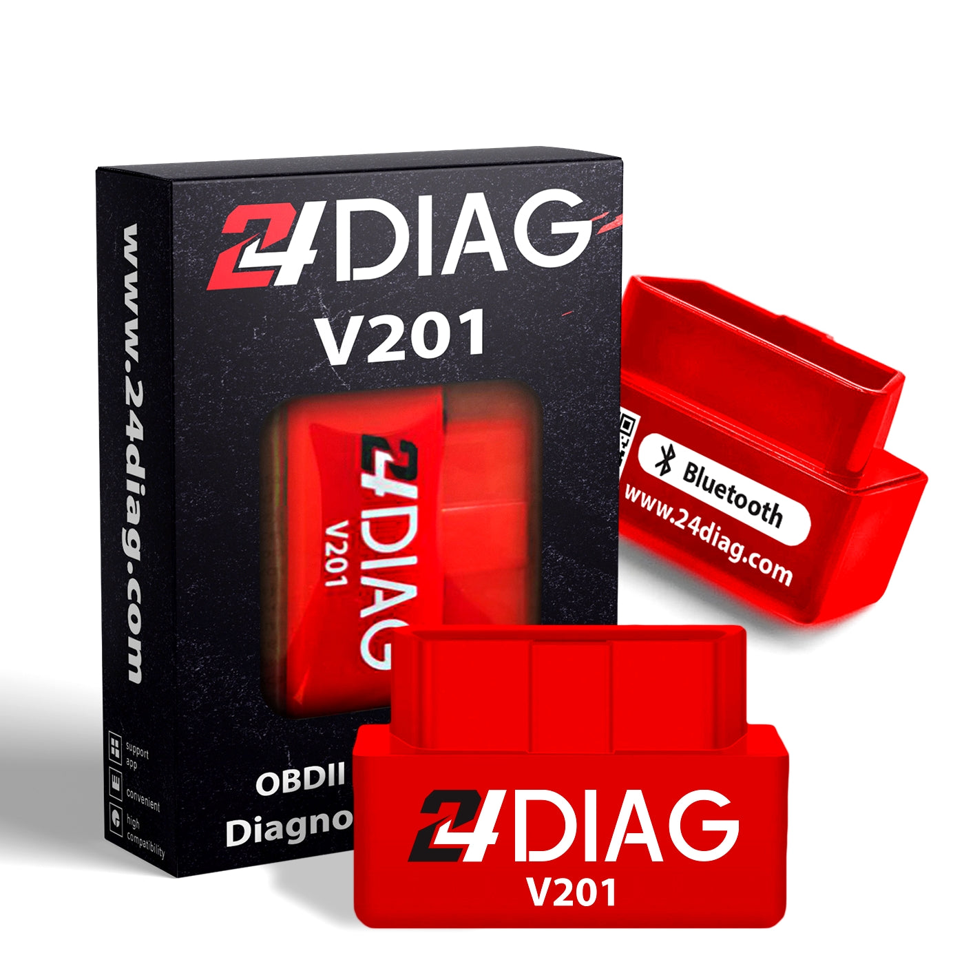 24DIAG V201 ELM327 BLUETOOTH OBD2 DIAGNOSTIC INTERFACE ANDROID OBDII BT