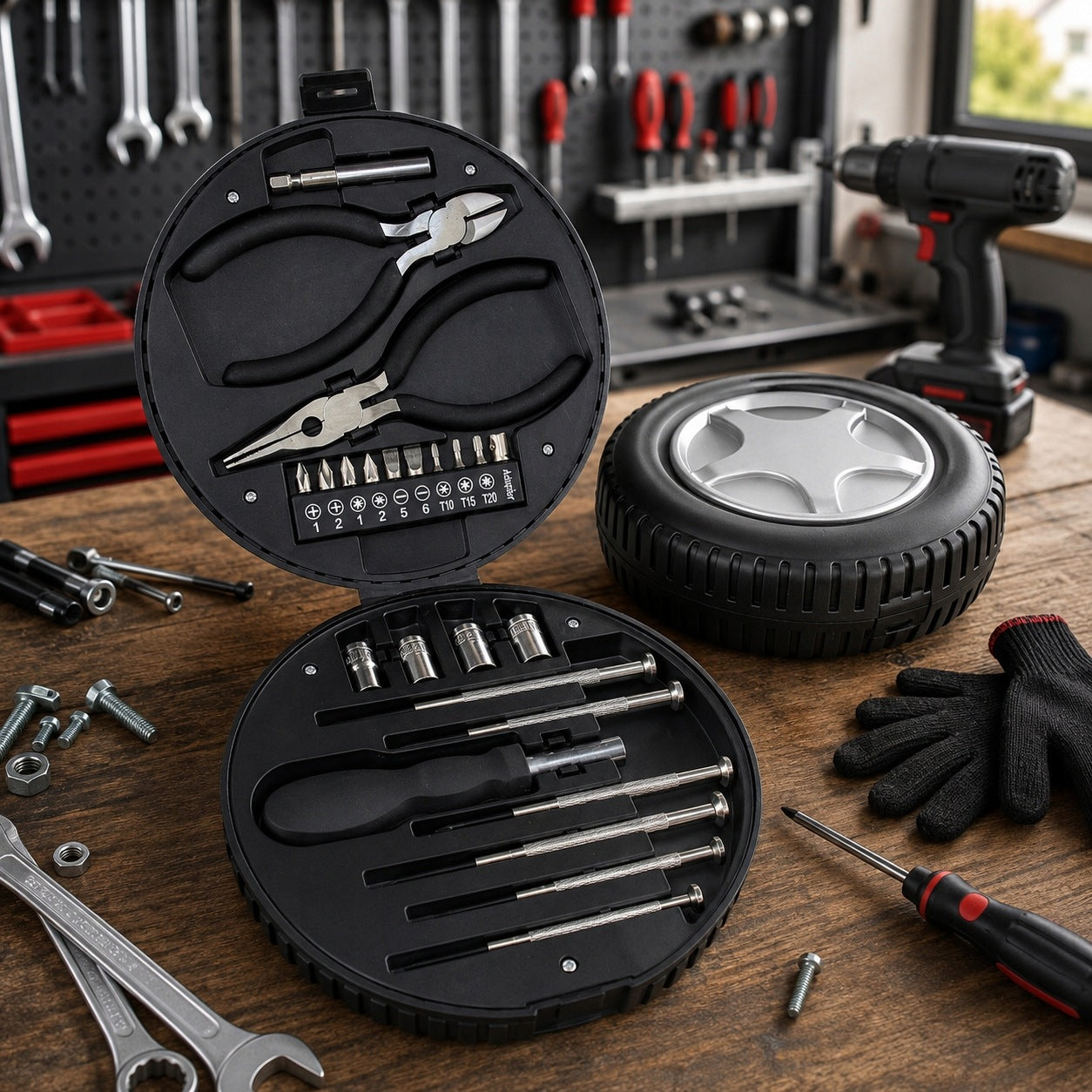 24in1 tool set for gift – bits, pliers, tire-shaped Manufacturer code narzędzia zestaw narzędzi do domu samochodu