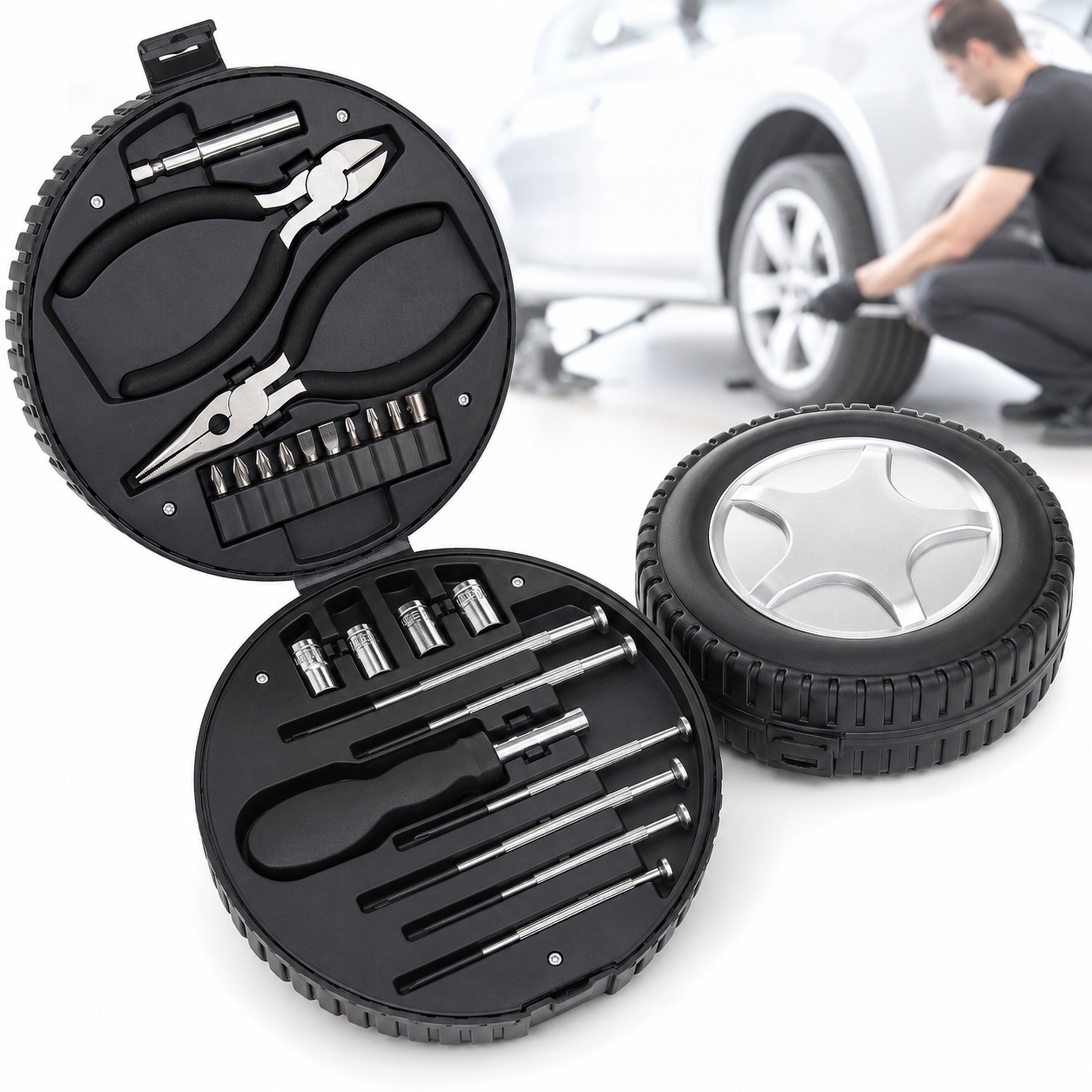 24in1 tool set for gift – bits, pliers, tire-shaped