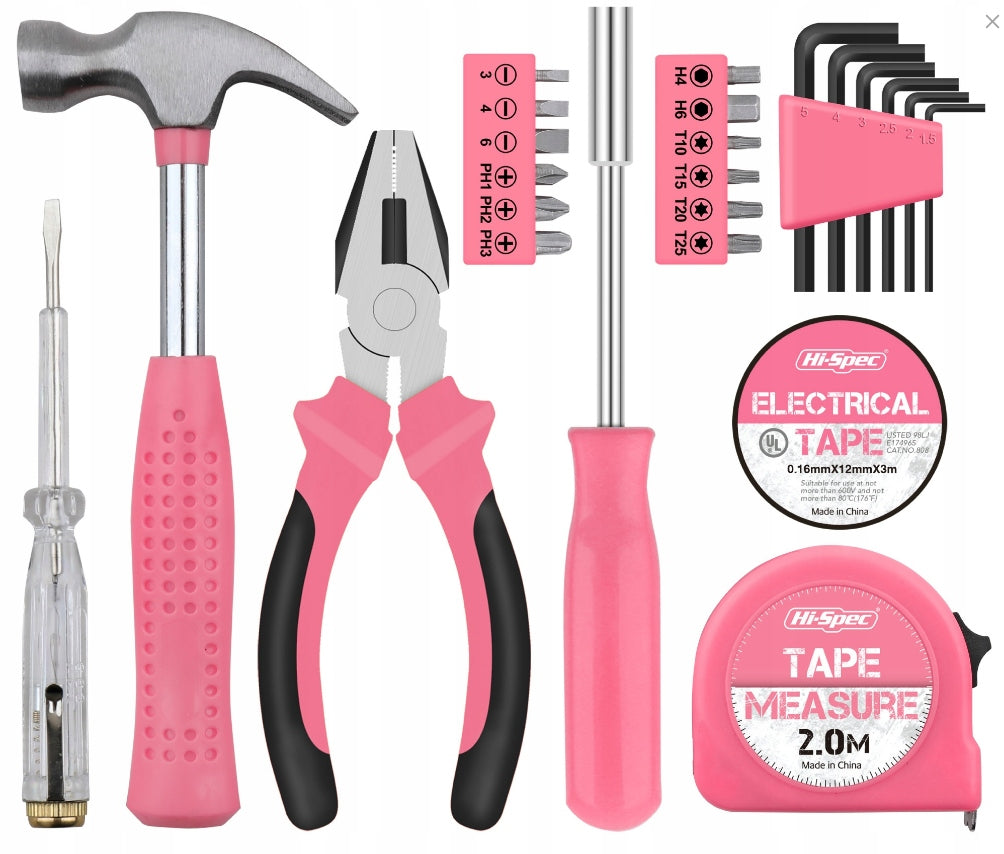 24x SMALL HOME TOOL SET HAND TOOLS FOR WOMEN PINK Manufacturer code 364952802