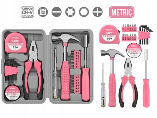 24x SMALL HOME TOOL SET HAND TOOLS FOR WOMEN PINK Manufacturer code Zestaw napraw domowych