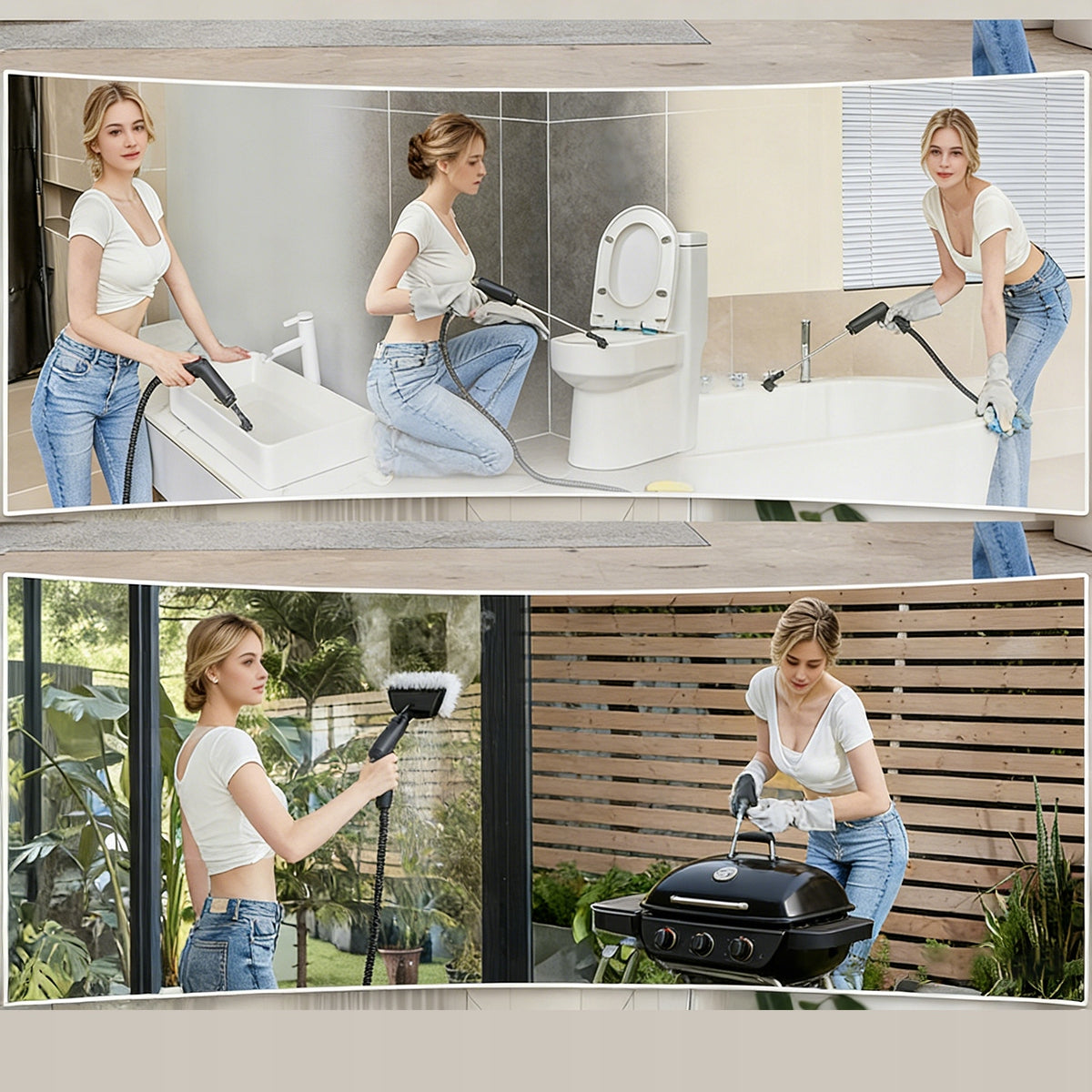 2500W Handheld Steam Vacuum Cleaner, Large 1.6L Water Tank Dominant color black