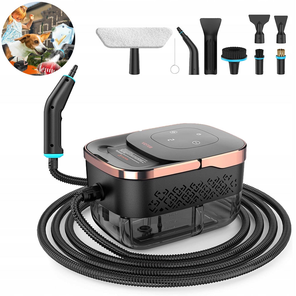 2500W STEAMER WITH 9 CAR AND FLOOR CLEANING ACCESSORIES