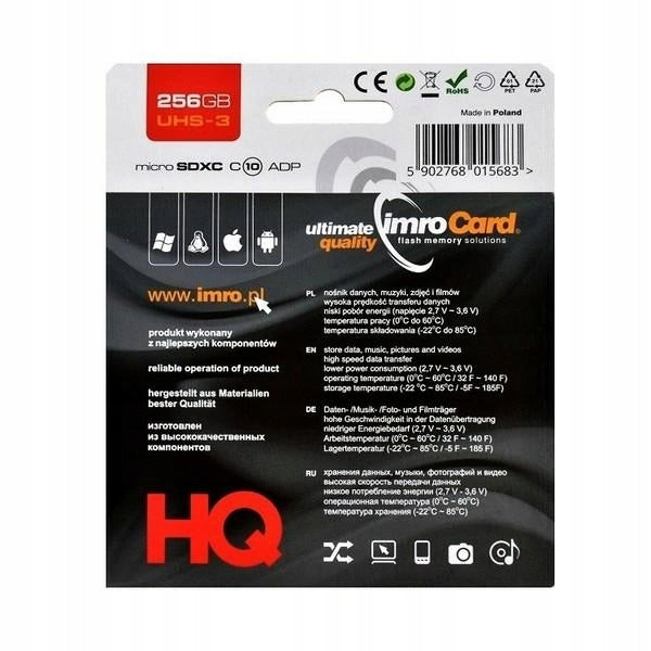 256GB Imro+ adp 10C UHS-3 microSDXC memory card Manufacturer IMRO