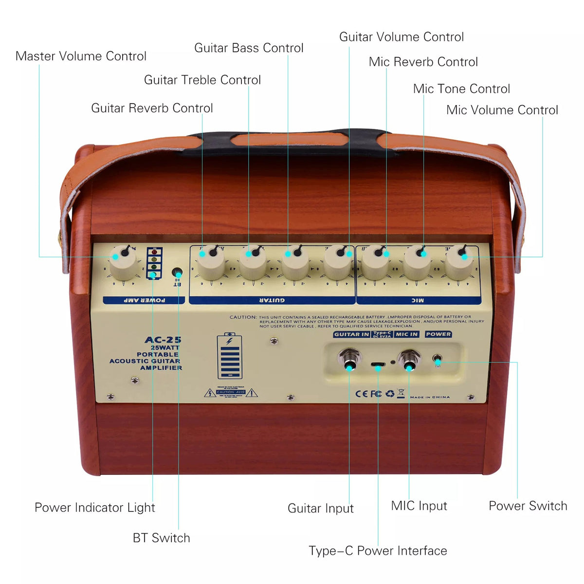 25W Portable Acoustic Guitar Amplifier with O9 Brand no brand