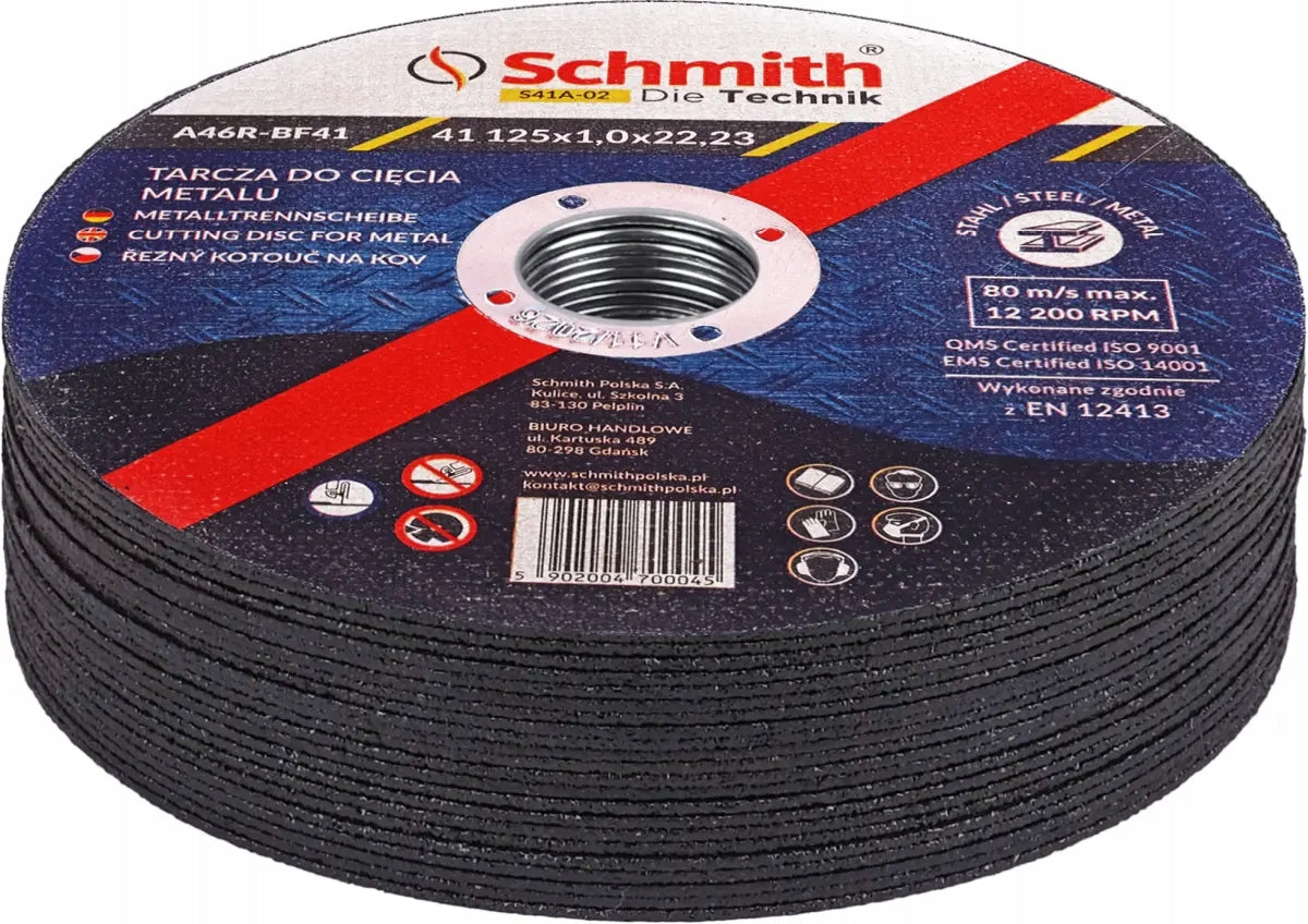 25x Metal cutting disc 125x1,0 mm angle grinder Schmith Brand Schmith