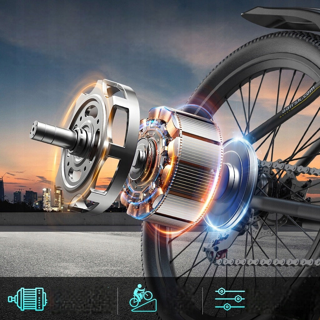 26" Aairsk GT900 Electric Bike 250W 36V 13Ah 70km Range 21-Speed SHIMANO Wheel size (") 26