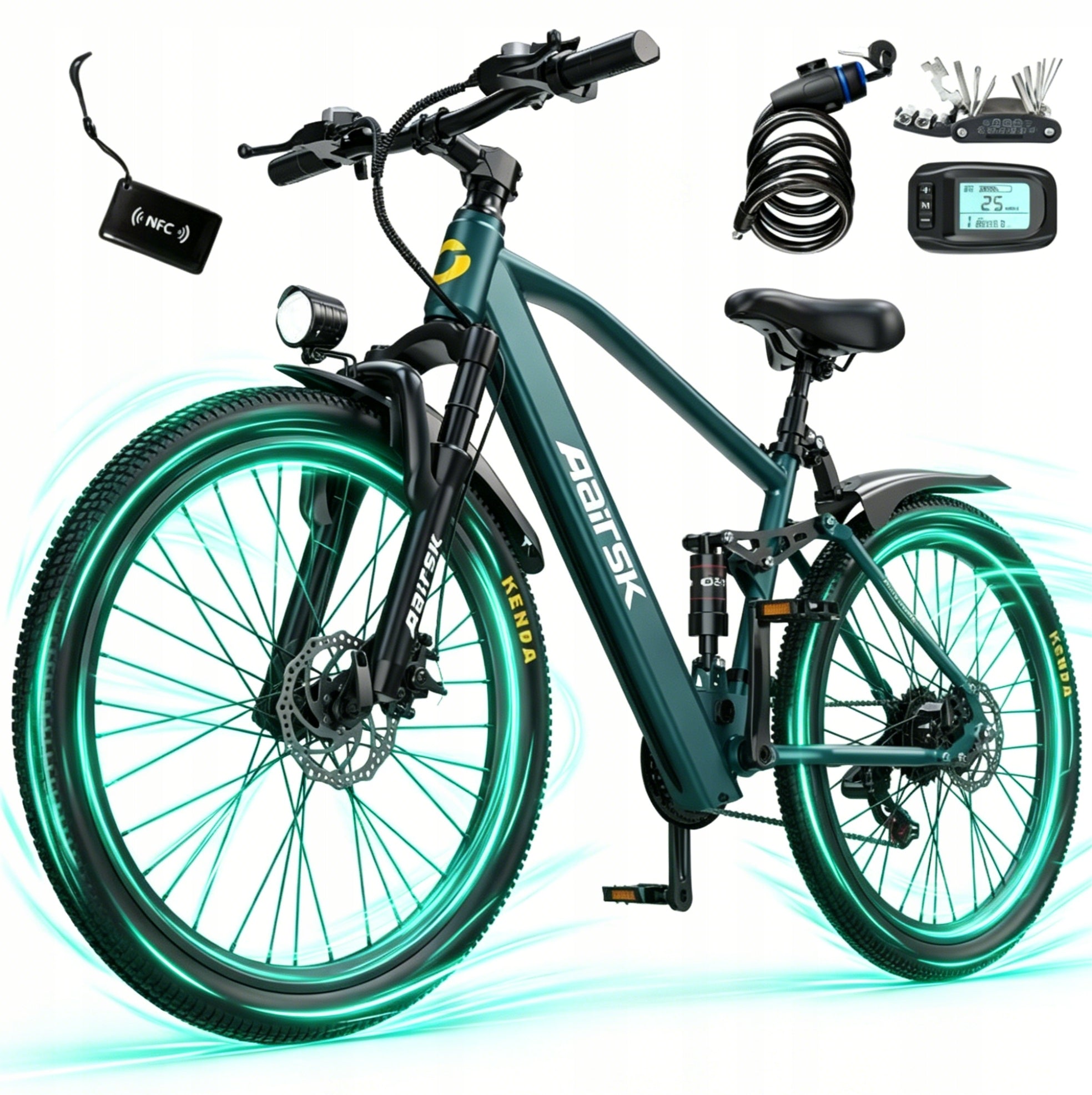 26" Aairsk GT900 Electric Bike 250W 36V 13Ah 70km Range 21-Speed SHIMANO