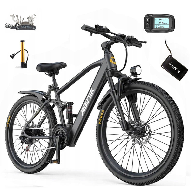 26" Electric Bike Aairsk GT900 250W 36V13AH 70KM SHIMANO-21S NFC MTB black