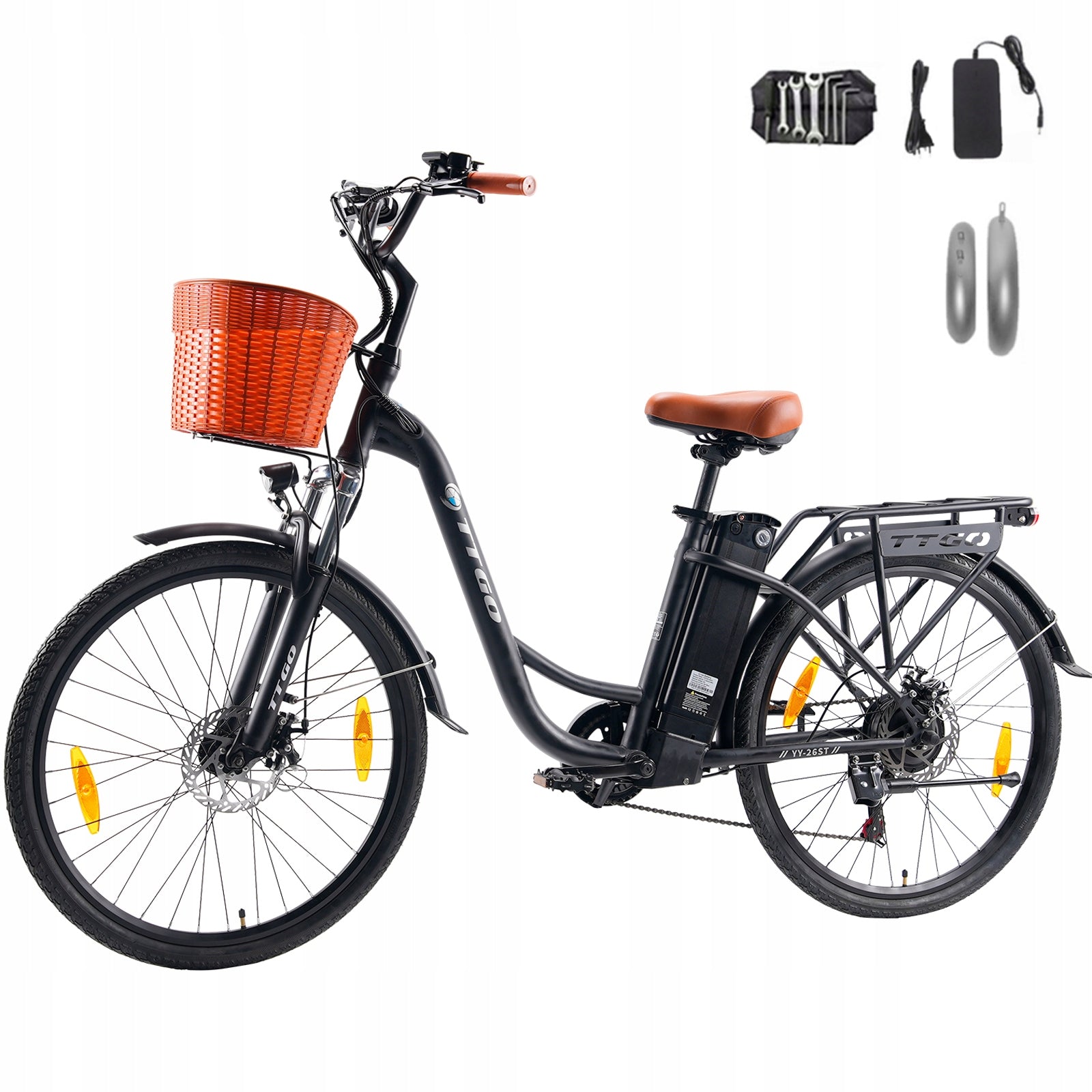 26" Electric bike TTGO YY-26ST 250W 36V14.5AH 25km/h city women men - black