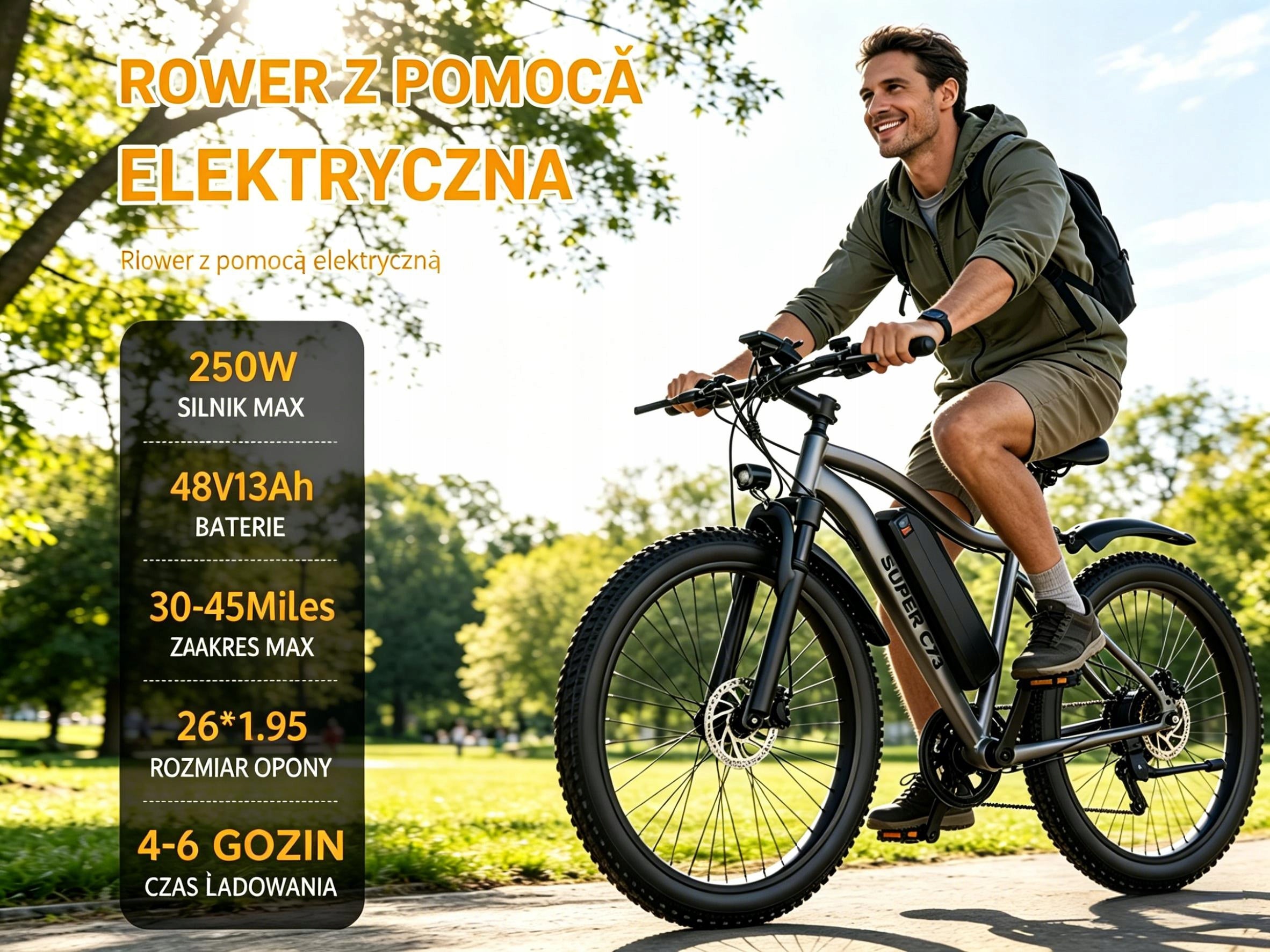 26" ROWER MIEJSKI ELEKTRYCZNY E-bike MTB 48V 624 Wh Foldability partially assembled, calibrated