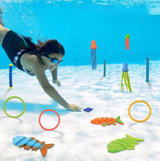 26x DIVING BATHTUB WATER TOYS SET COLORFUL + BAG Brand no brand