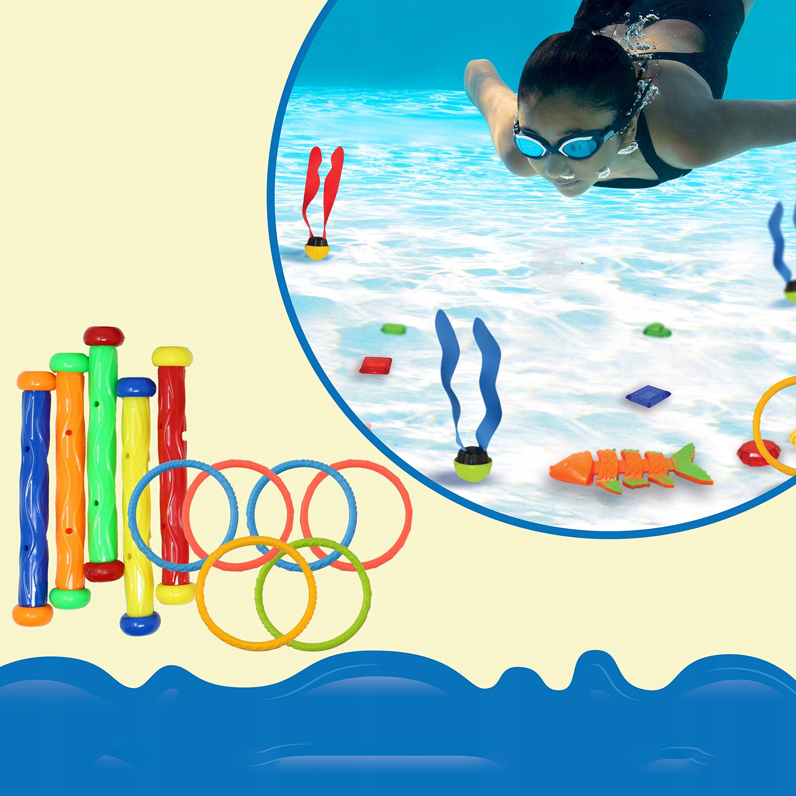 26x DIVING BATHTUB WATER TOYS SET COLORFUL + BAG Color multicolor
