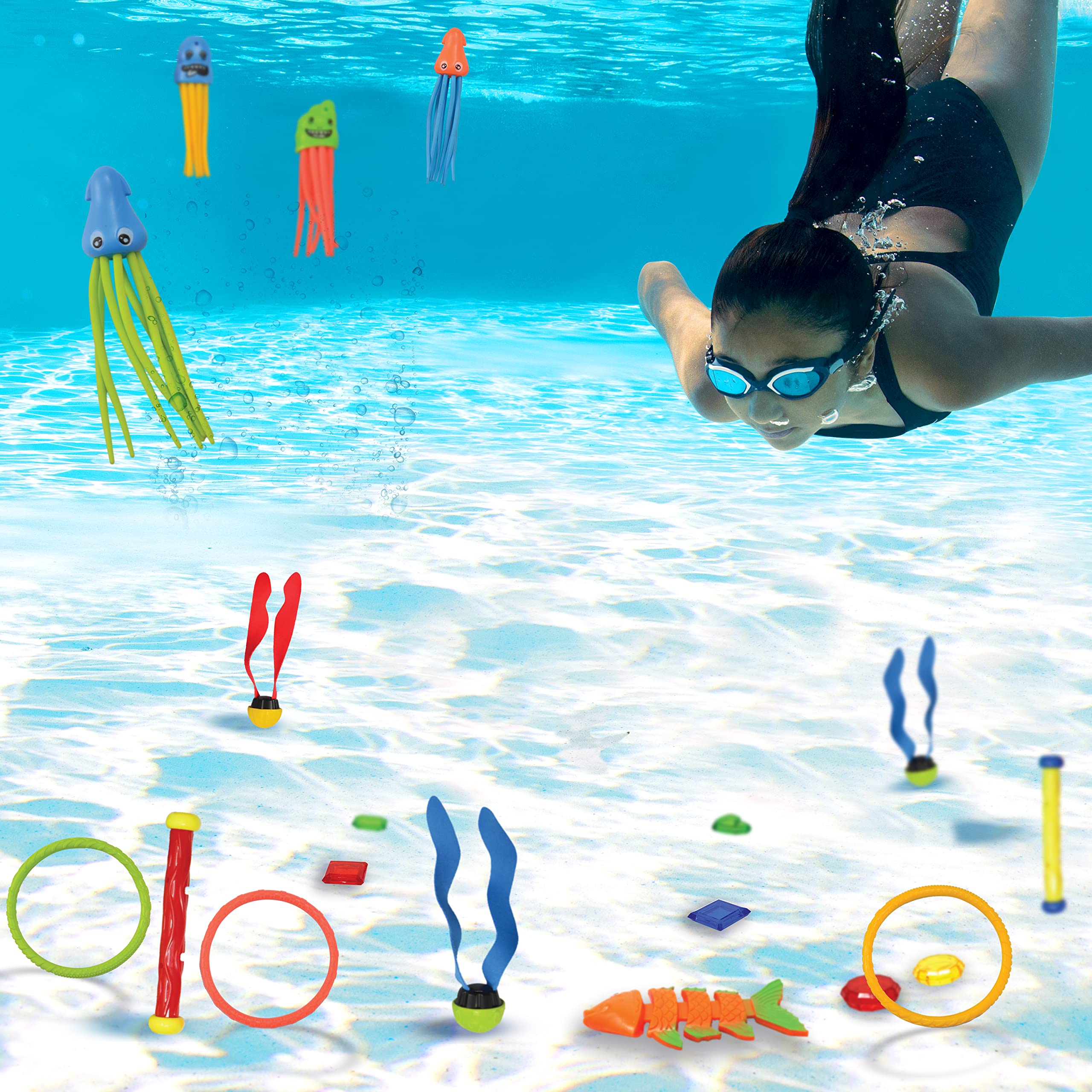 26x DIVING BATHTUB WATER TOYS SET COLORFUL + BAG Kid's age 3+ years