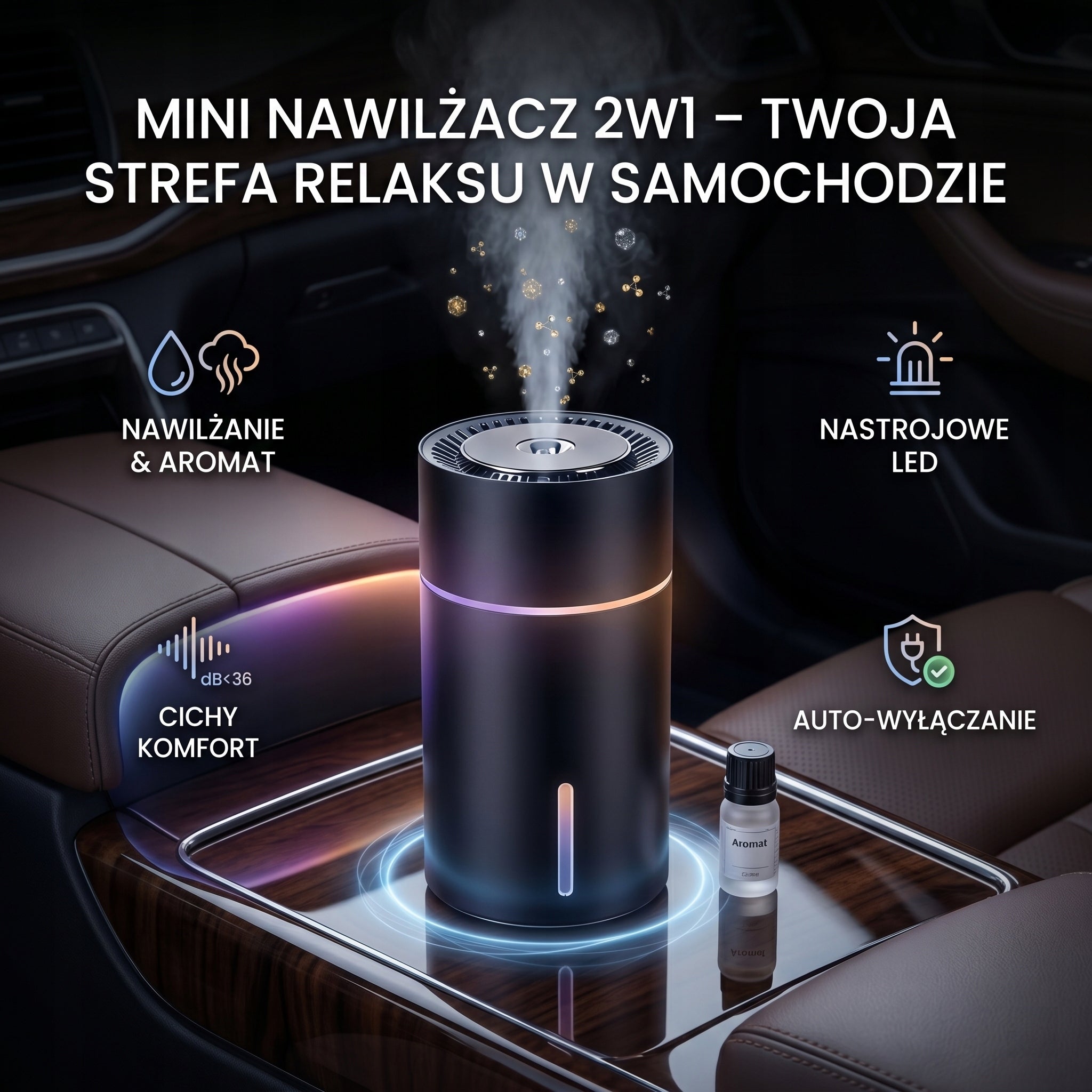 Mini oro drėkintuvas automobiliui ir biurui, USB, su automatiniu išsijungimu