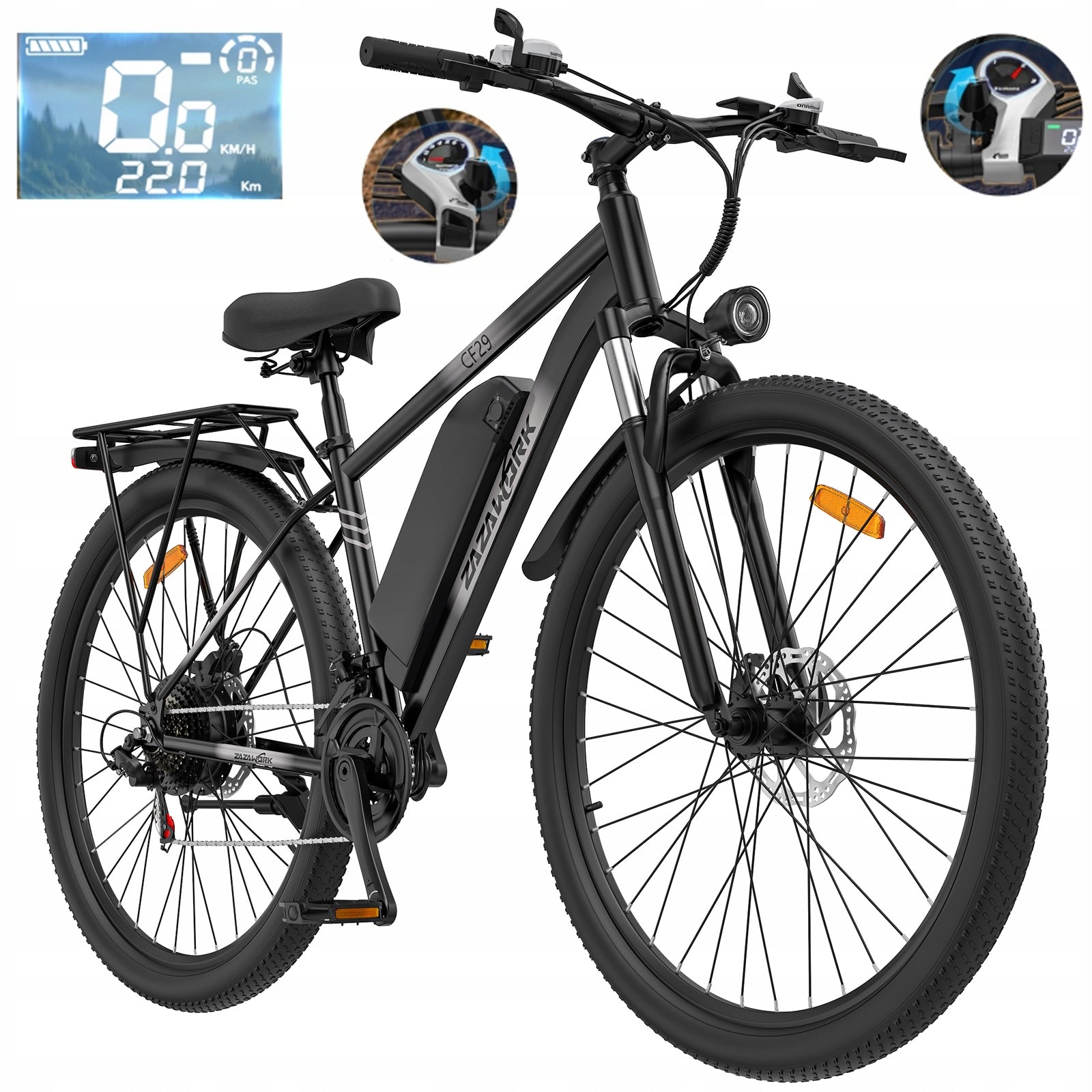 :) 29" Off-road Electric Bike ZAZAWORK CF29 250W 48V 15AH Shimano 21