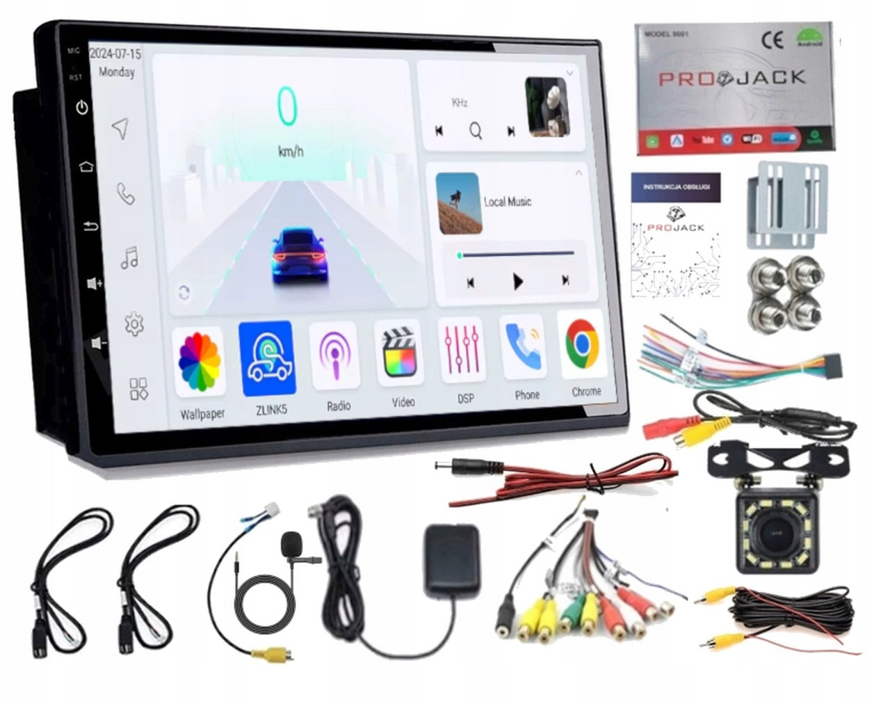 2DIN GPS Car Stereo with WiFi, Bluetooth, RDS, CarPlay, Android Auto, 4GB RAM, 64GB Storage + Camera